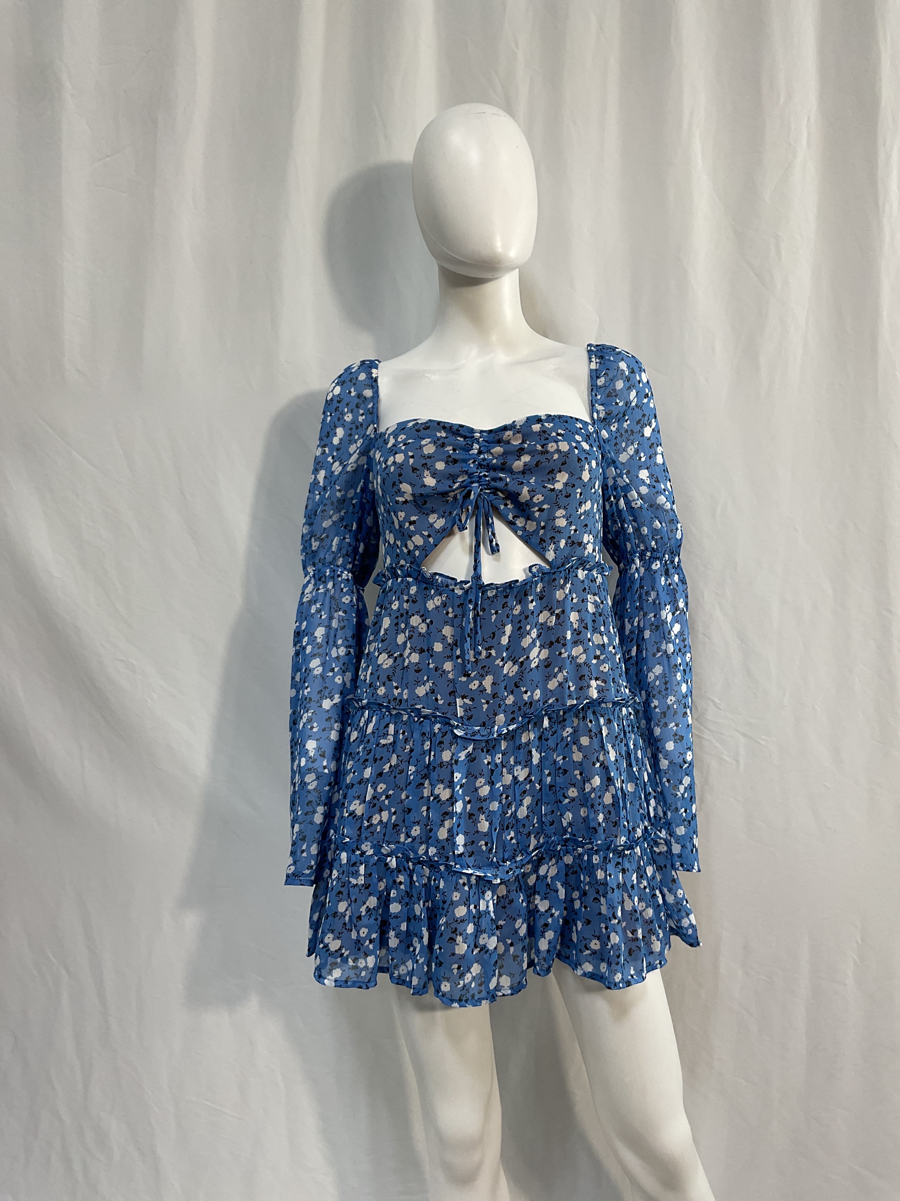 Ailish Mini Dress In Blue Ditsy - Image 3