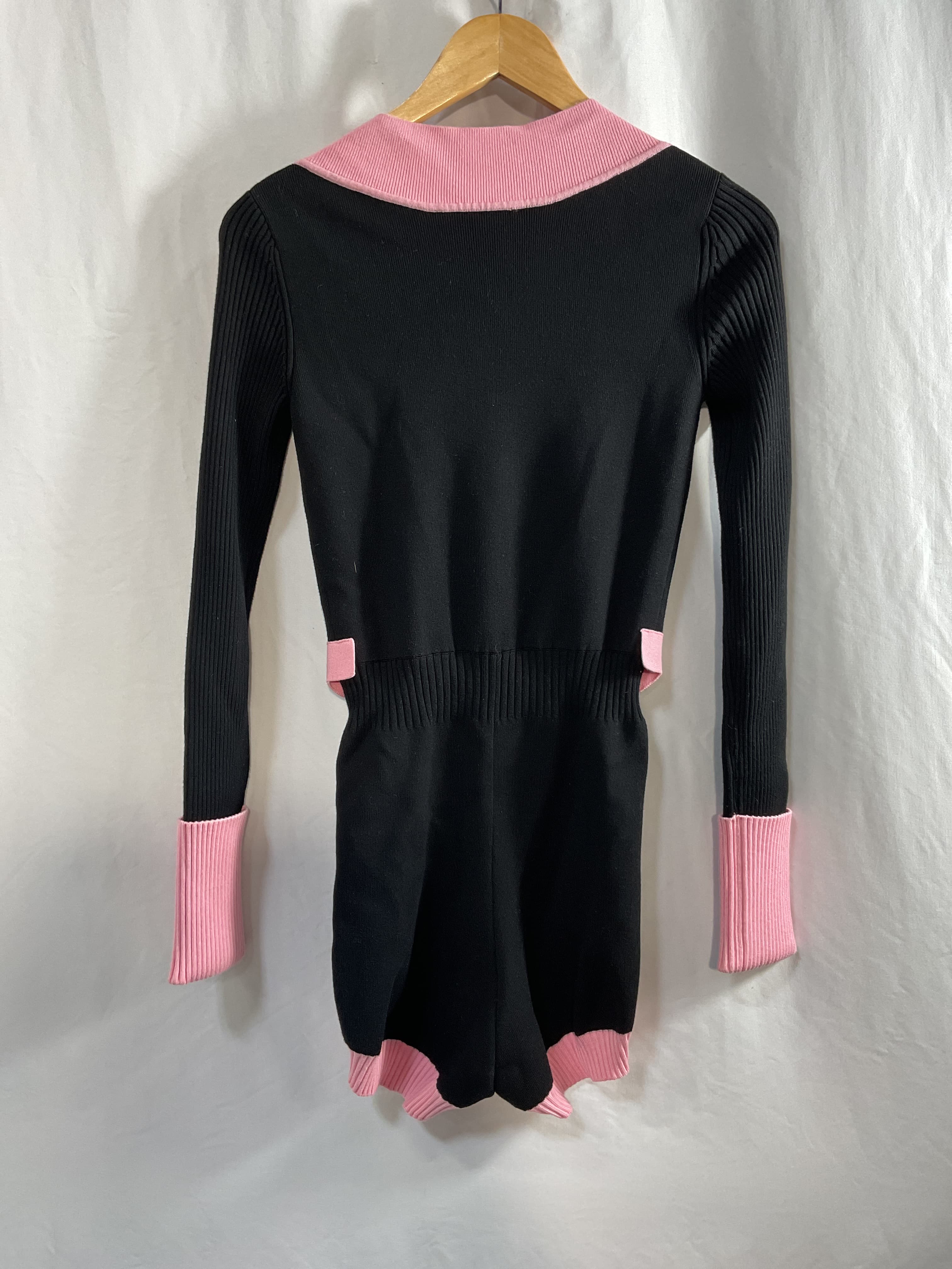 Matilda Knit Jumpsuit In Black & Pink - Image 3