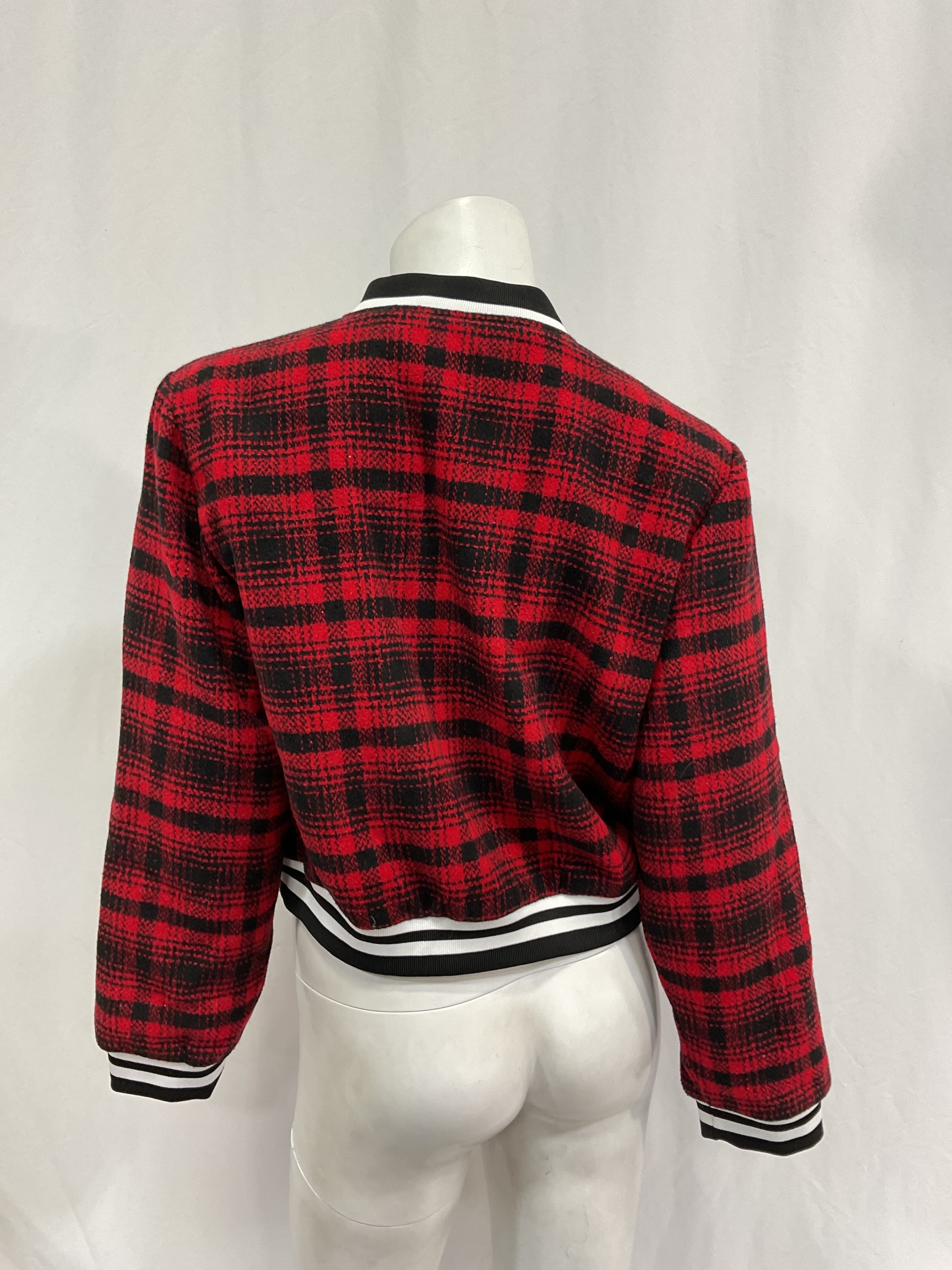 Maeve Plaid Tweed Sporty Bomber Jacket - Image 3