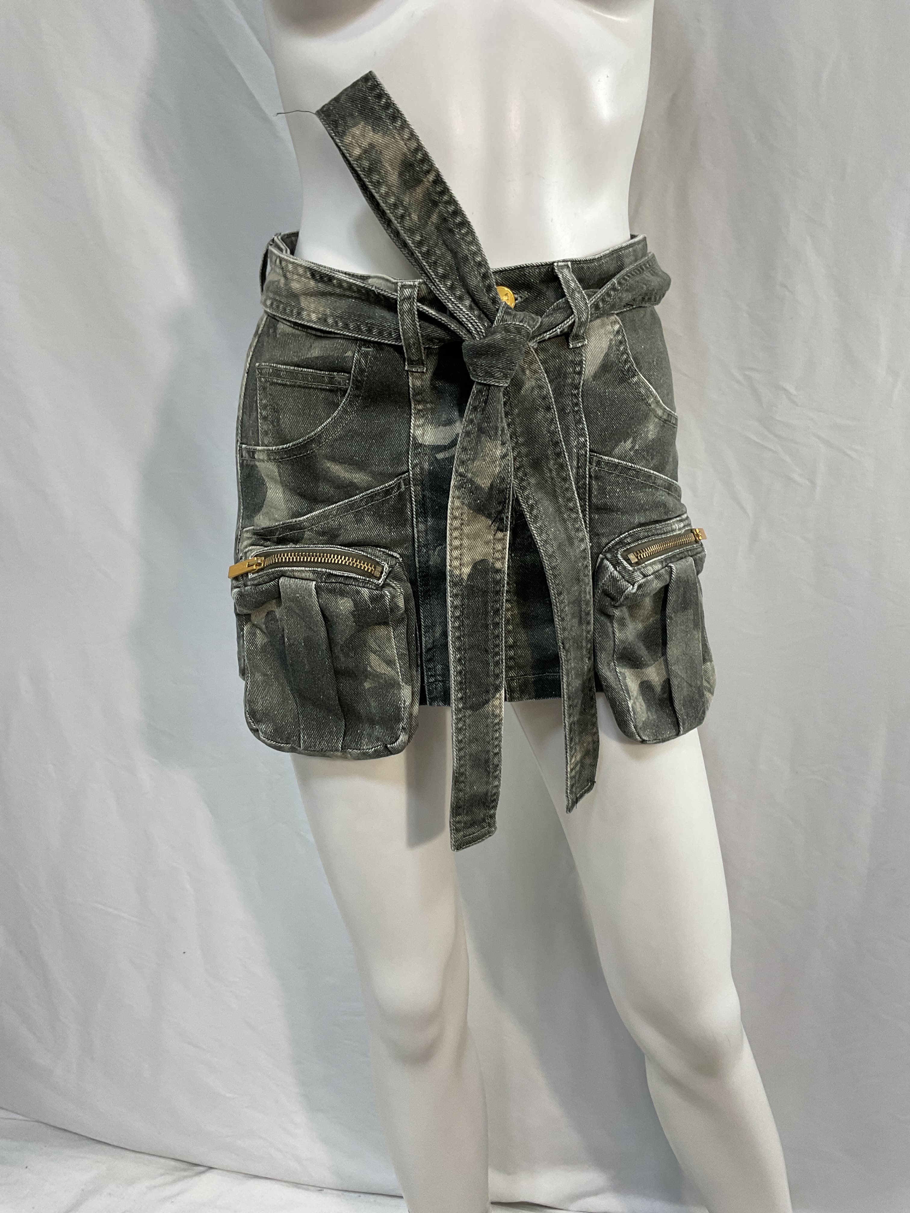 Pleated Mini Skirt In Aloe & Corteccia - Image 4