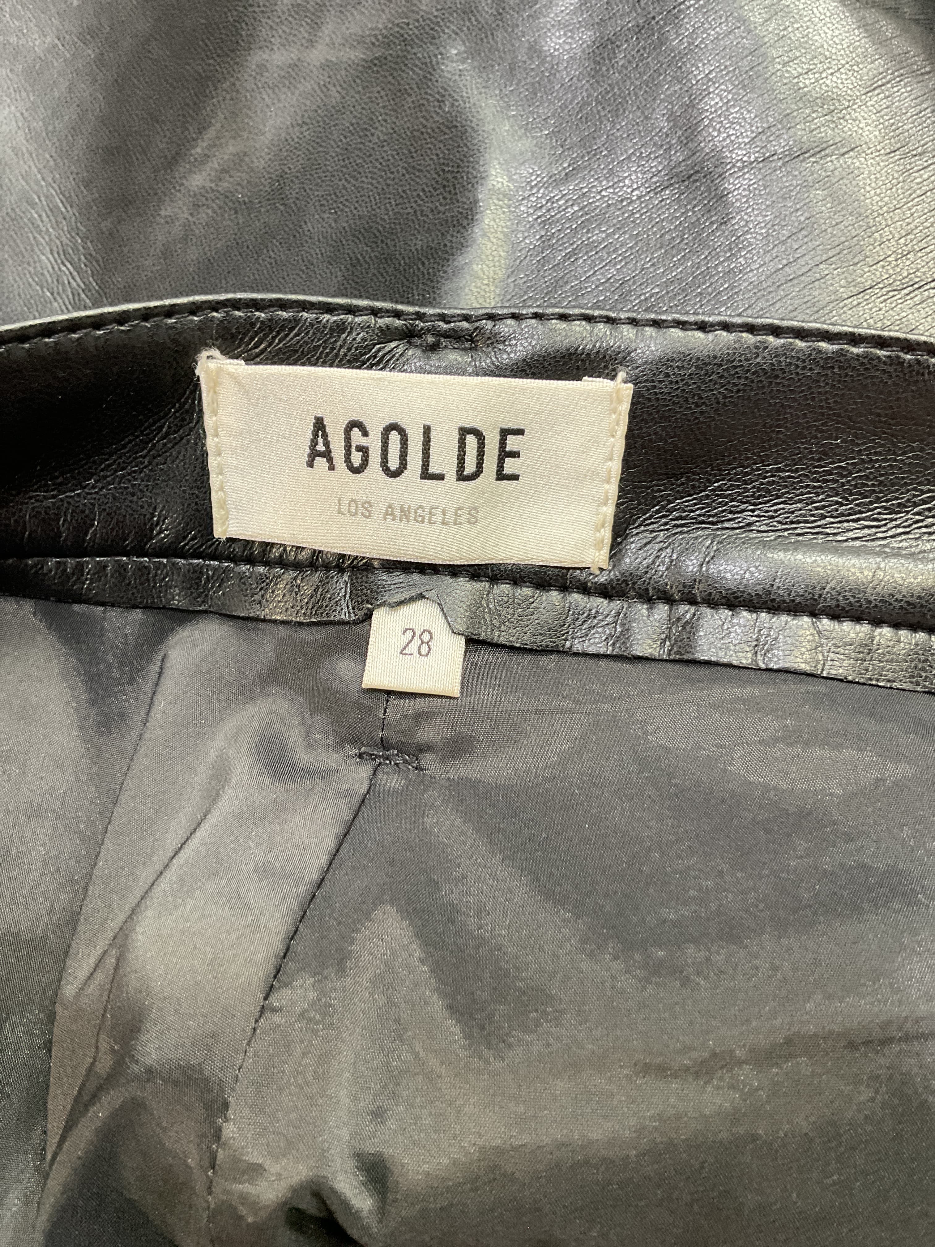 90s Fitted Recycled Leather Pants - Image 3