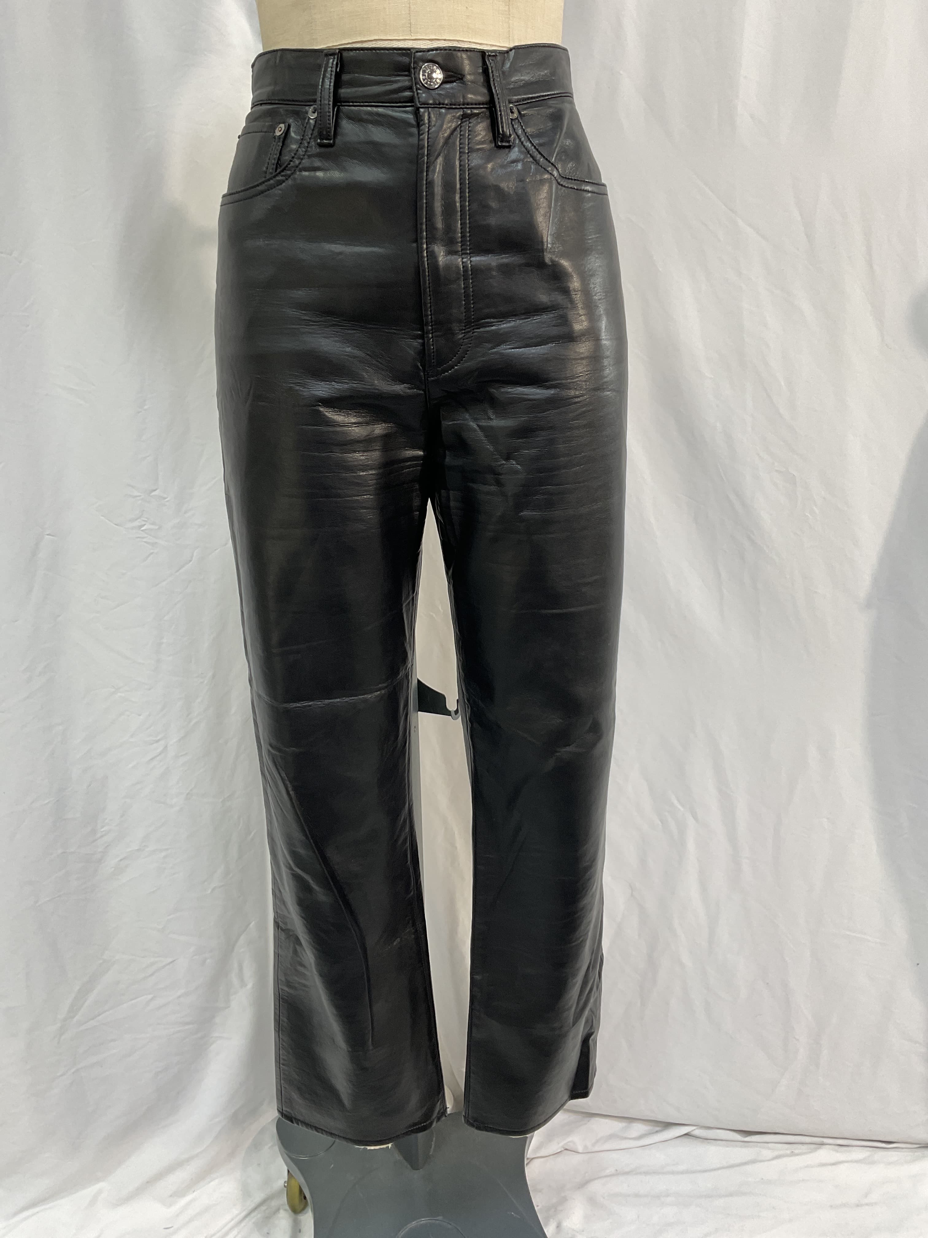 90s Fitted Recycled Leather Pants - Image 4