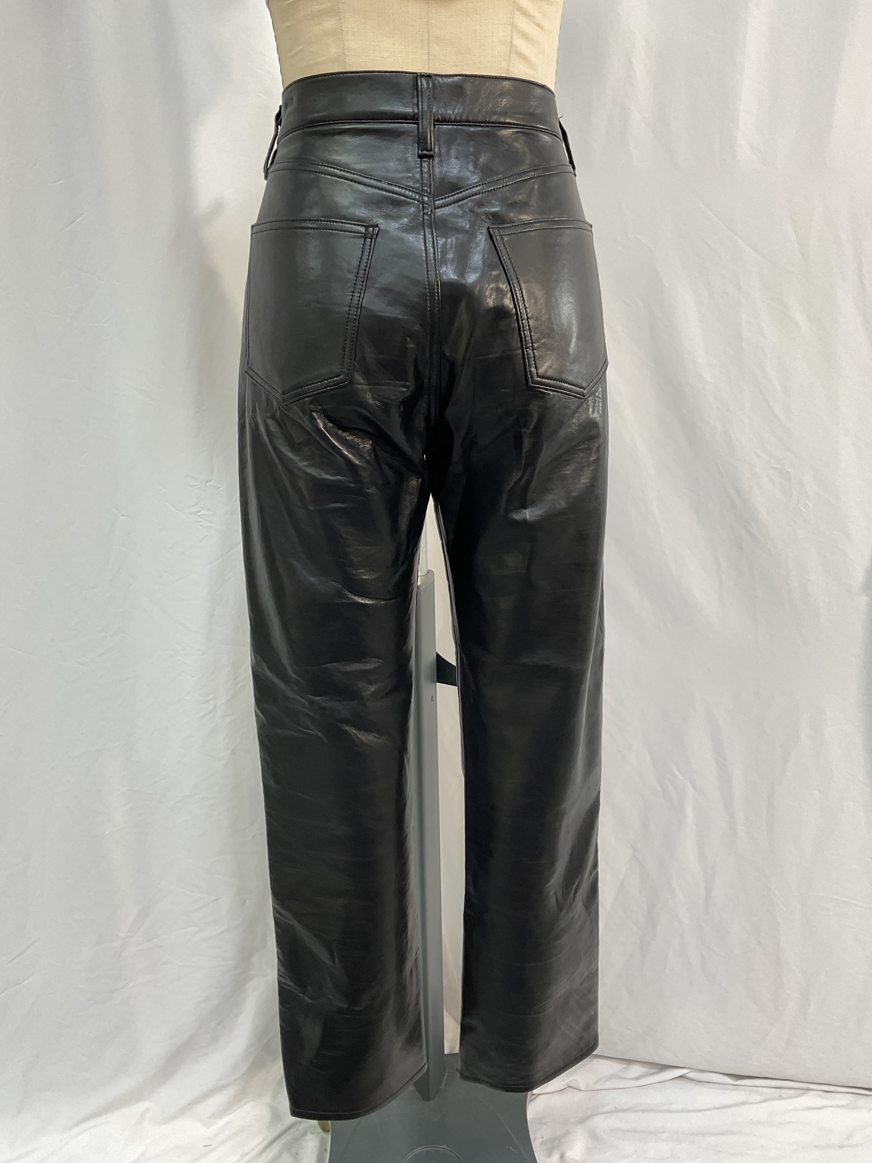 90s Fitted Recycled Leather Pants - Image 2