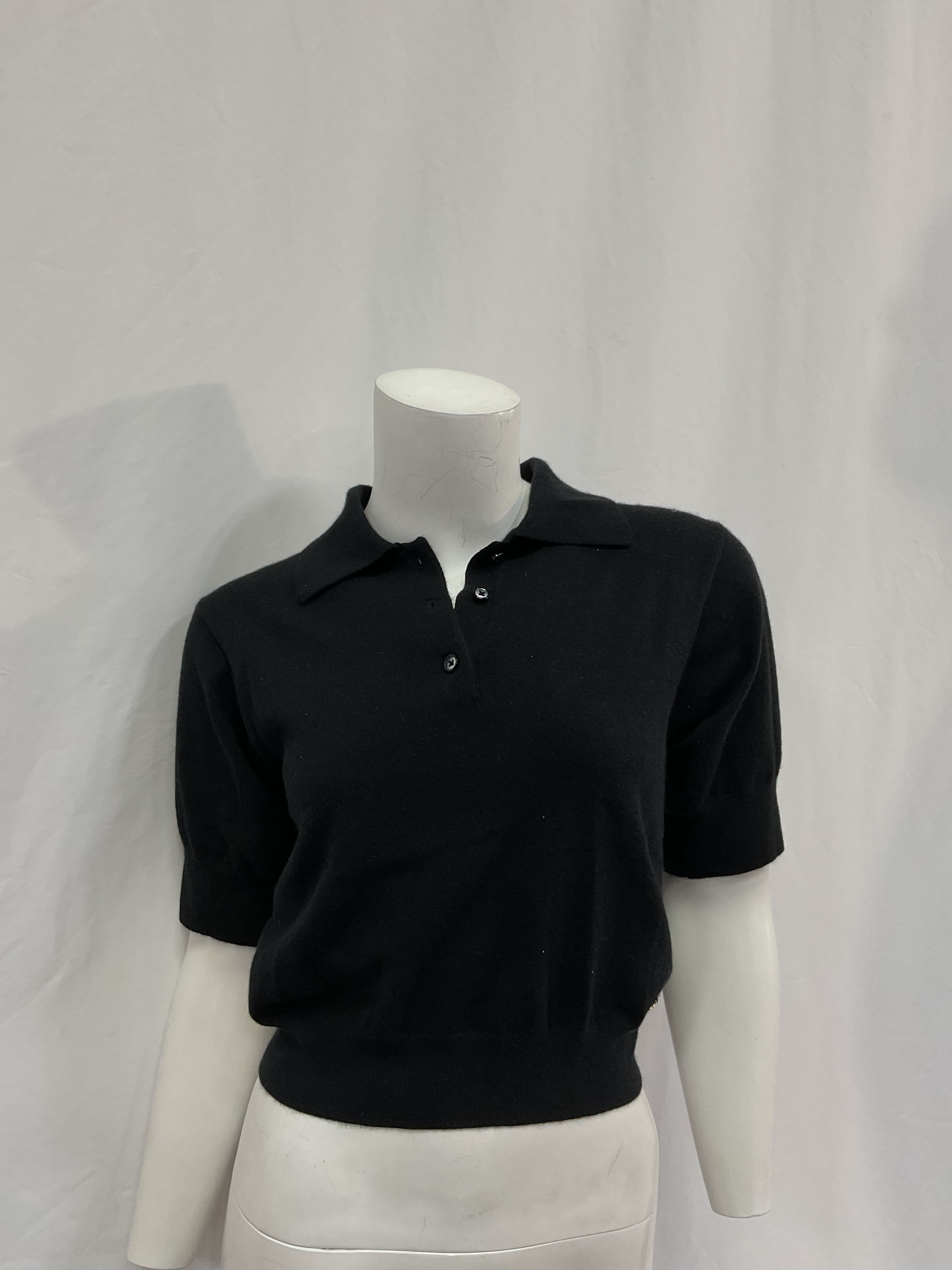 Journey Cashmere Polo Top In Black - Image 2