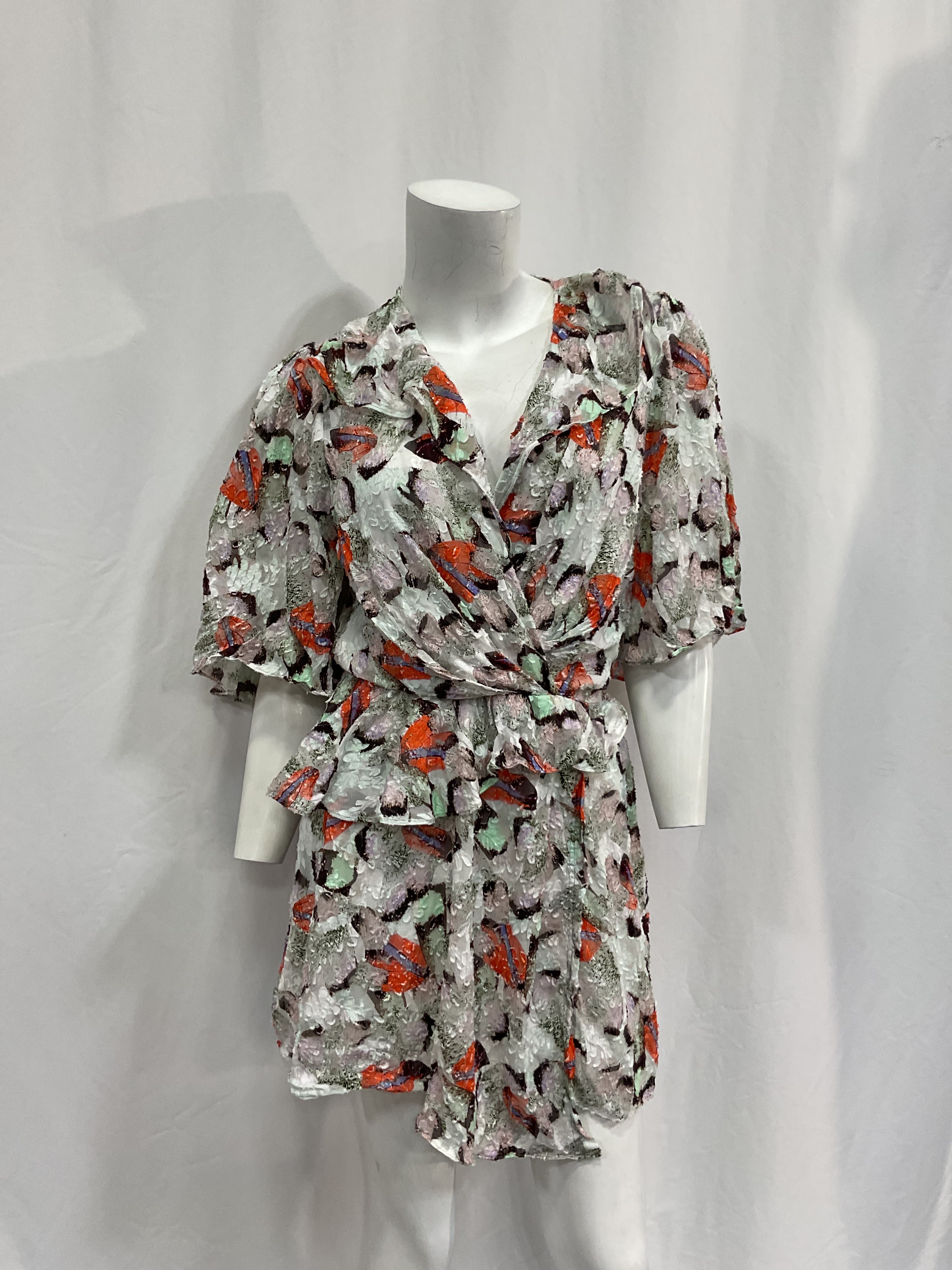 Carlina Wrap-Effect Ruffled Silk And Cotton-Blend Mini Dress - Image 3