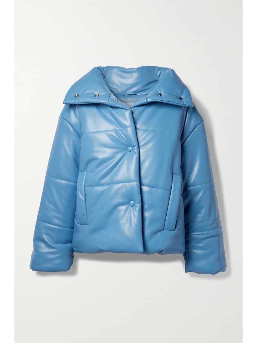 Hide Quilted Padded Vegan Leather Jacket - Image 1