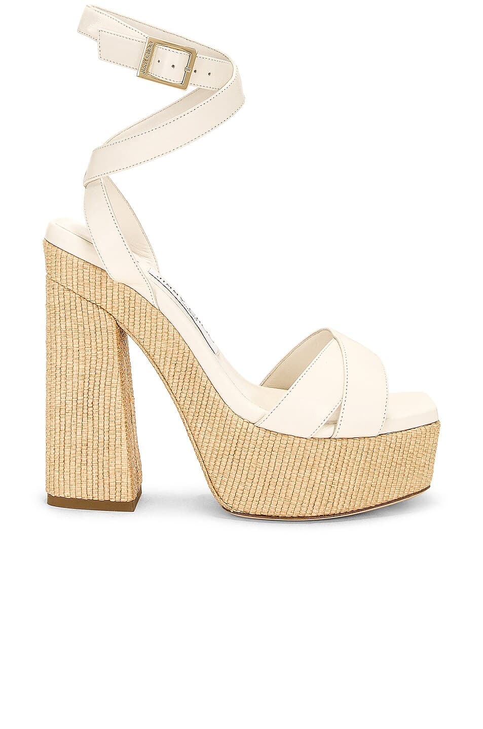 Gaia 140 Suede Sandal In White & Natural - Image 1