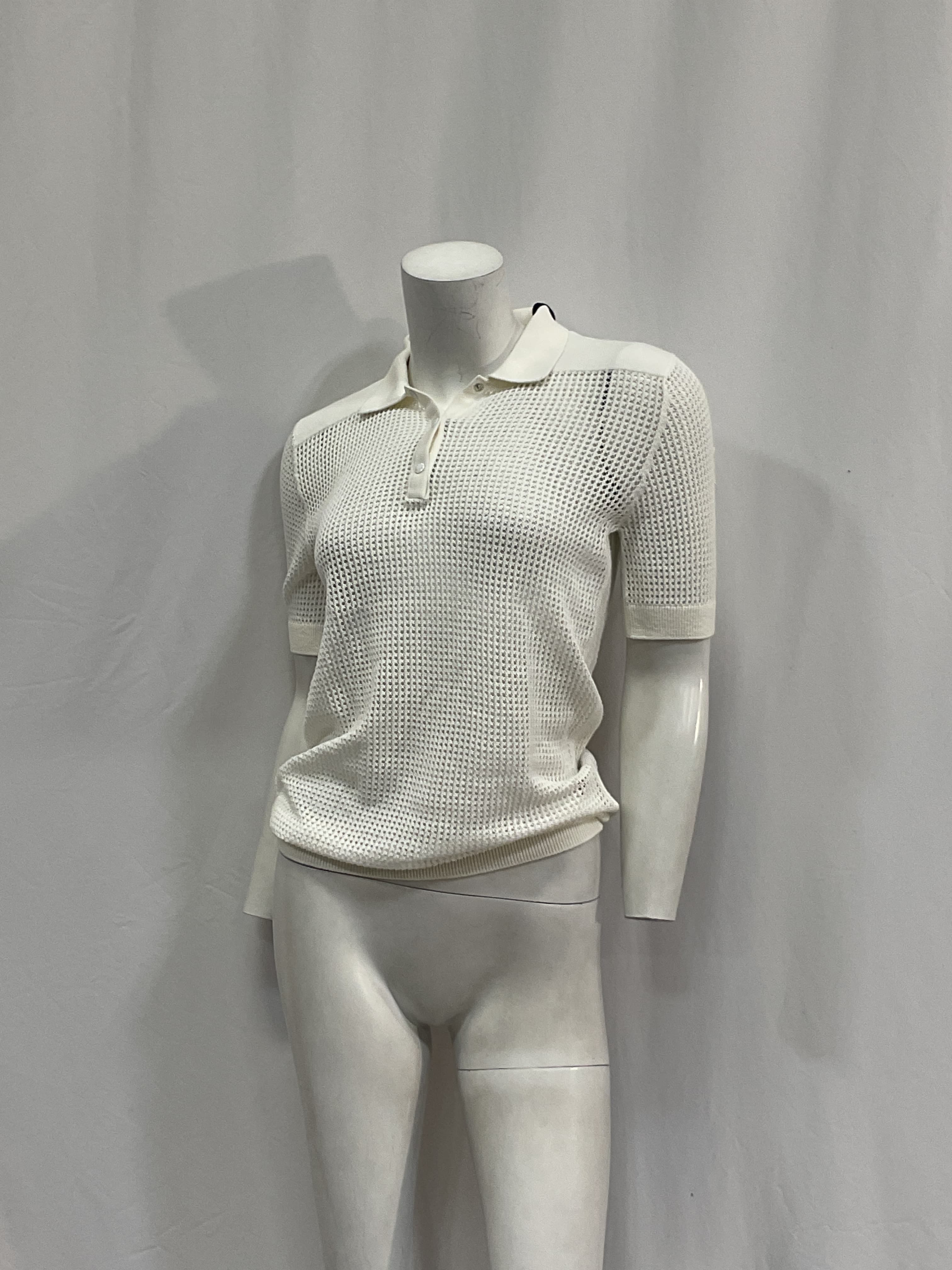 Short Sleeve Polo Top In White - Image 2