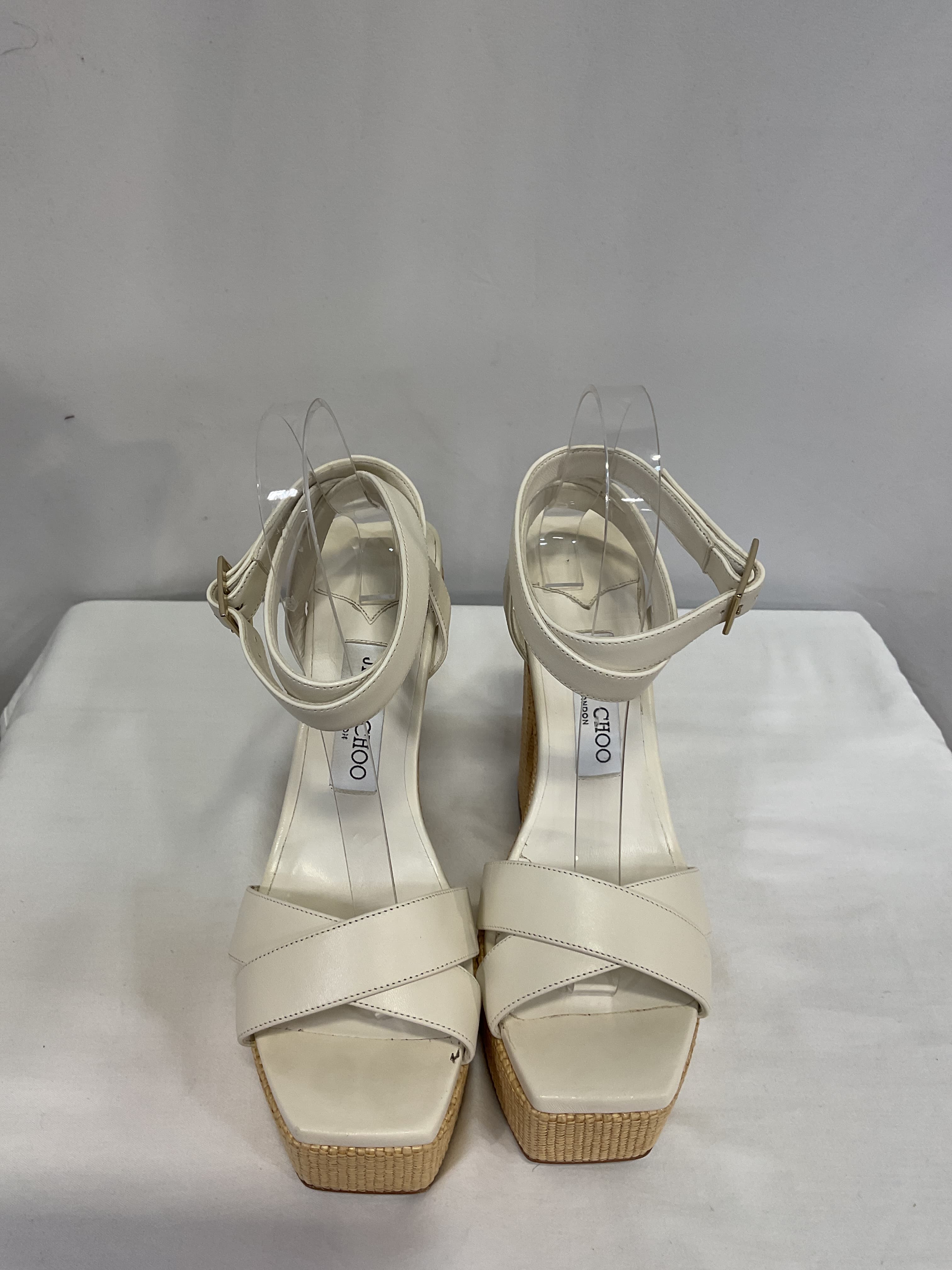 Gaia 140 Suede Sandal In White & Natural - Image 2