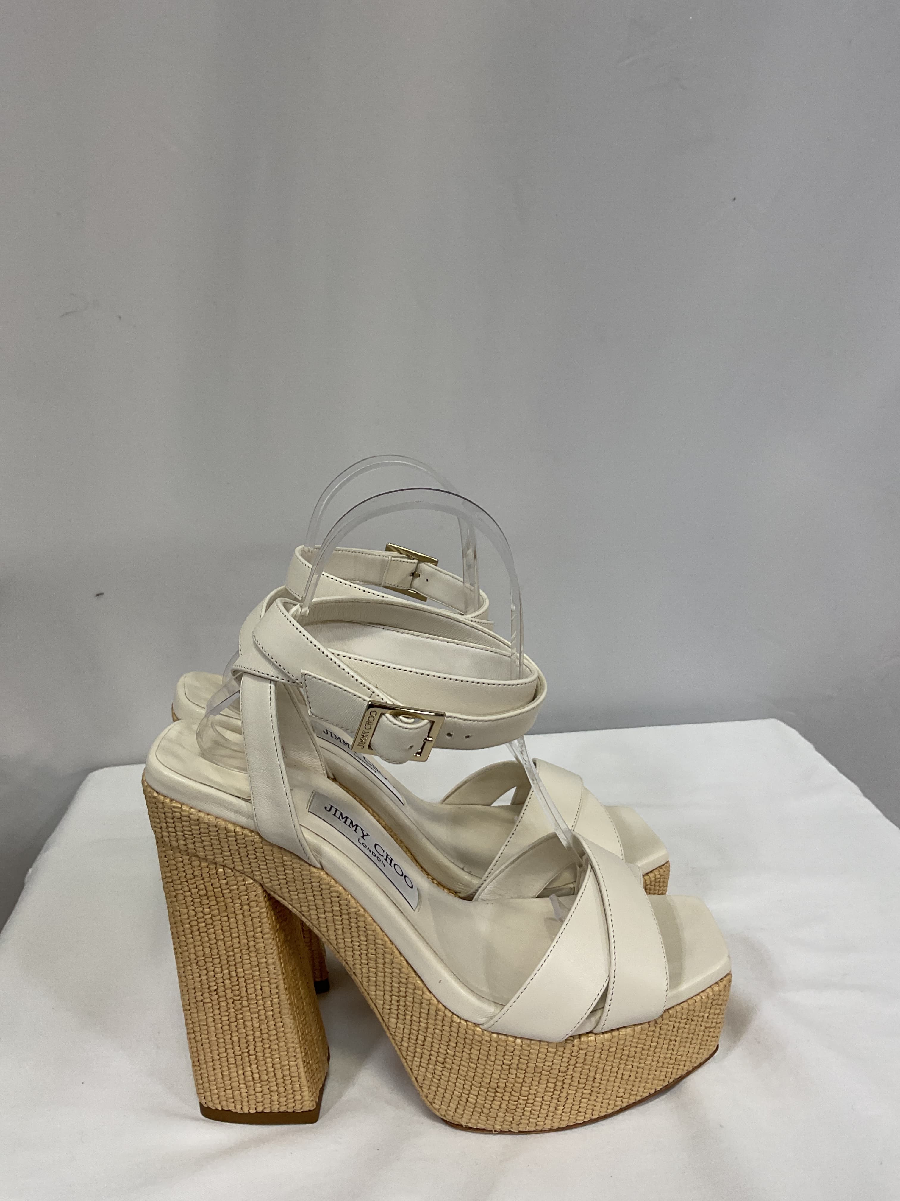 Gaia 140 Suede Sandal In White & Natural - Image 4