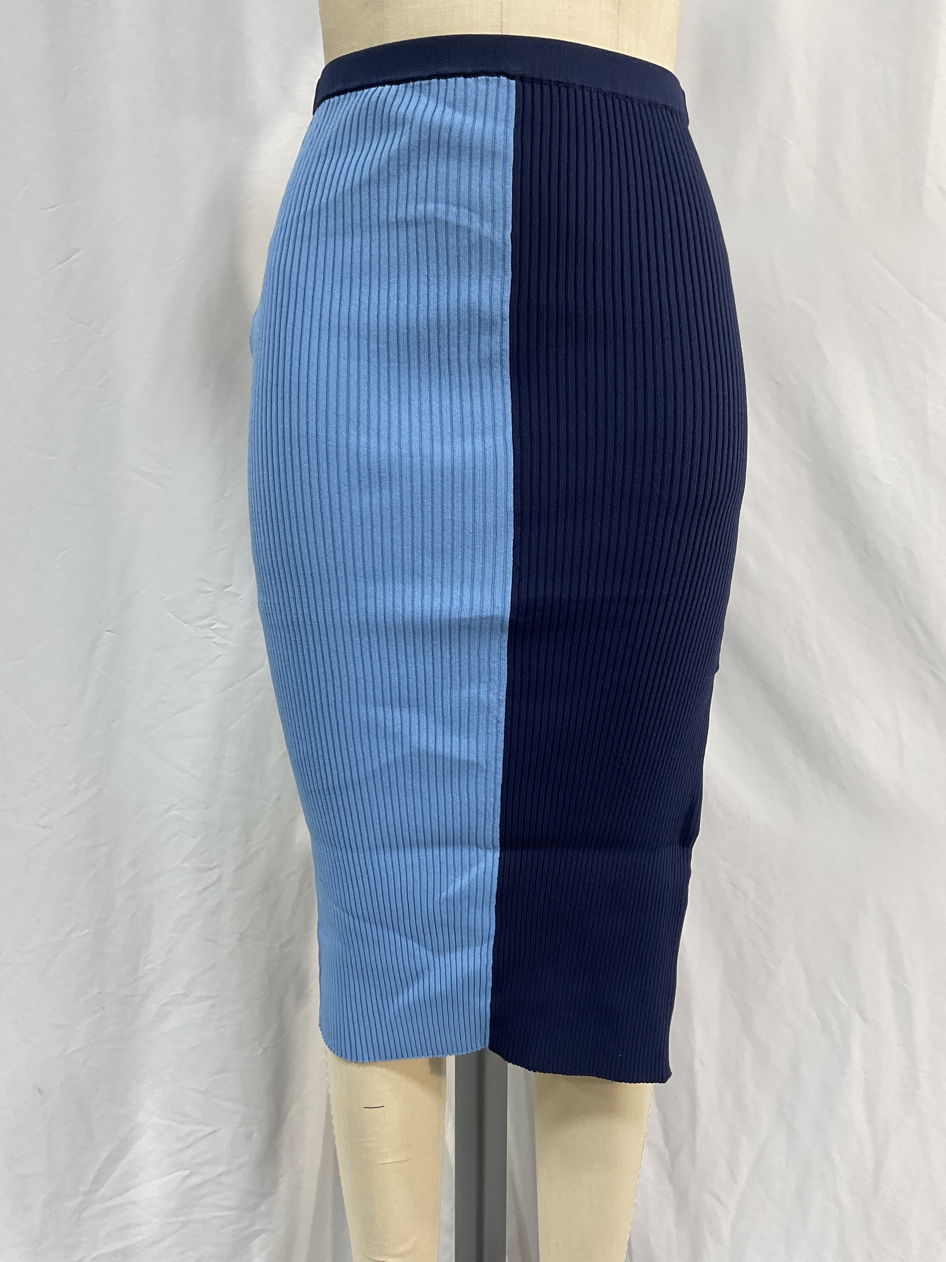 Lorraine Two-Tone Ribbed-Knit Midi Skirt - Image 1