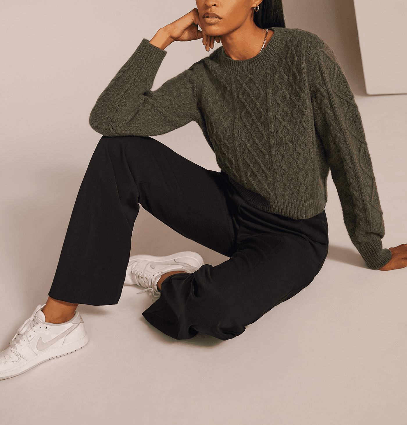CABLE PULLOVER SWEATER - Image 1