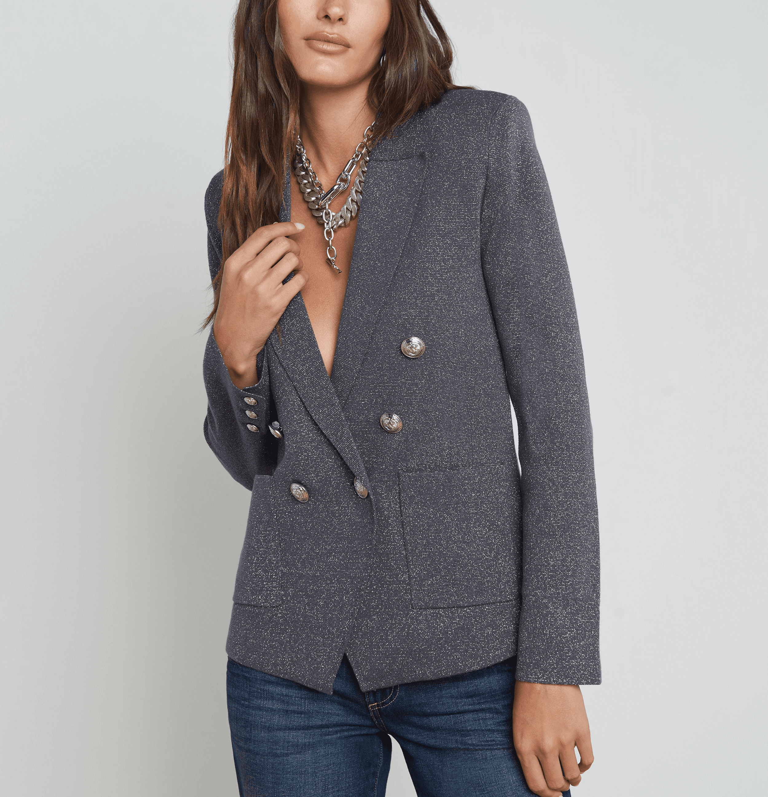 Kenzie Metallic Knit Blazer - Image 3