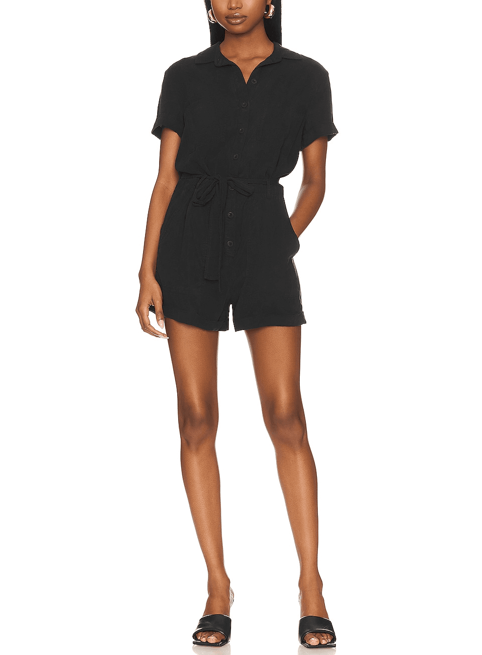 Rolled Hem Utility Romper - Image 1