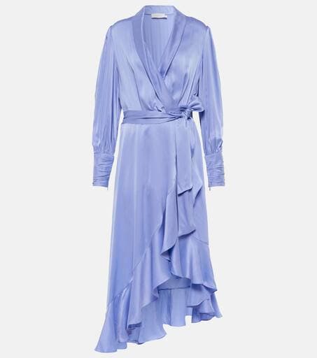 Silk Satin Wrap Midi Dress - Image 1
