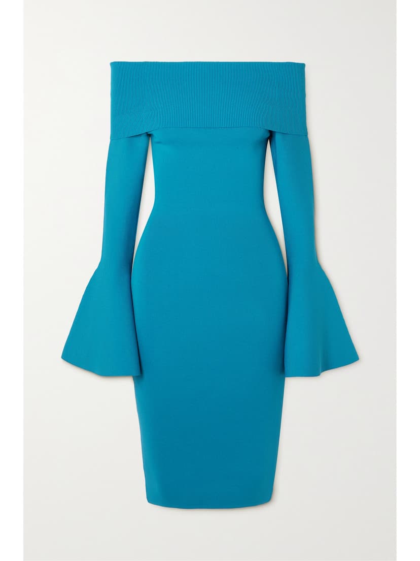 Mori Off-The-Shoulder Ribbed-Knit Dress - Image 1