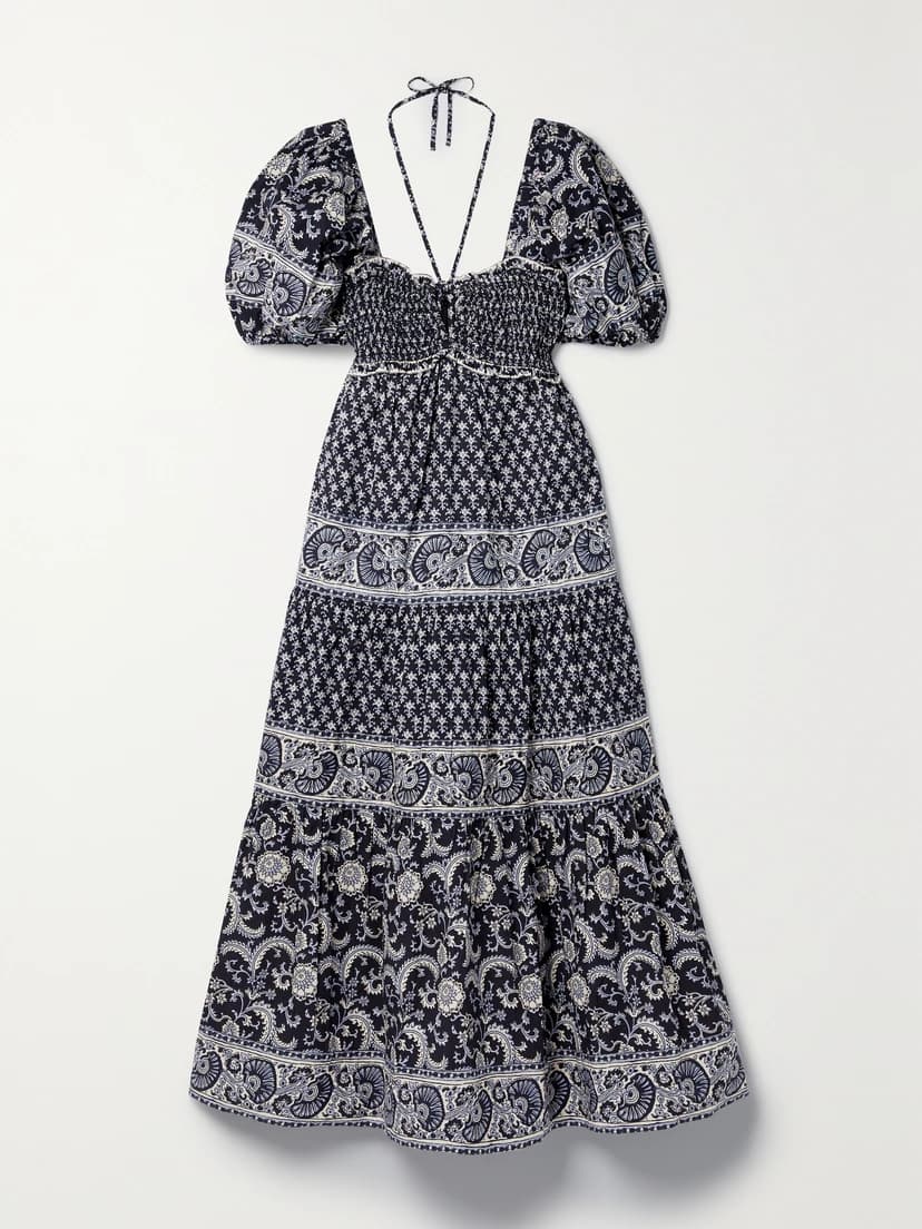 Jasper Tiered Shirred Floral-Print Cotton-Poplin Midi Dress - Image 1