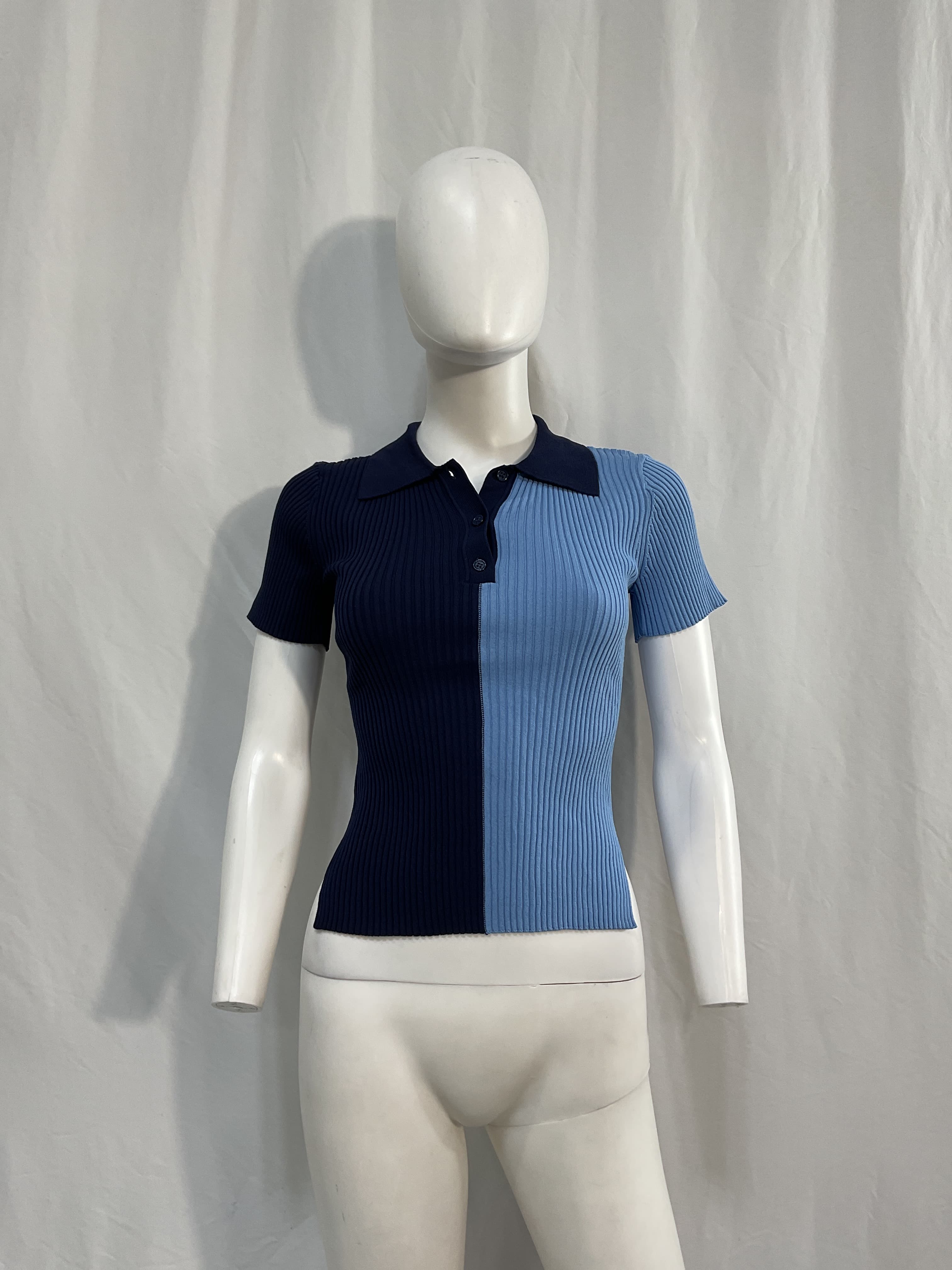 Brice Two-Tone Ribbed-Knit Top - Image 3