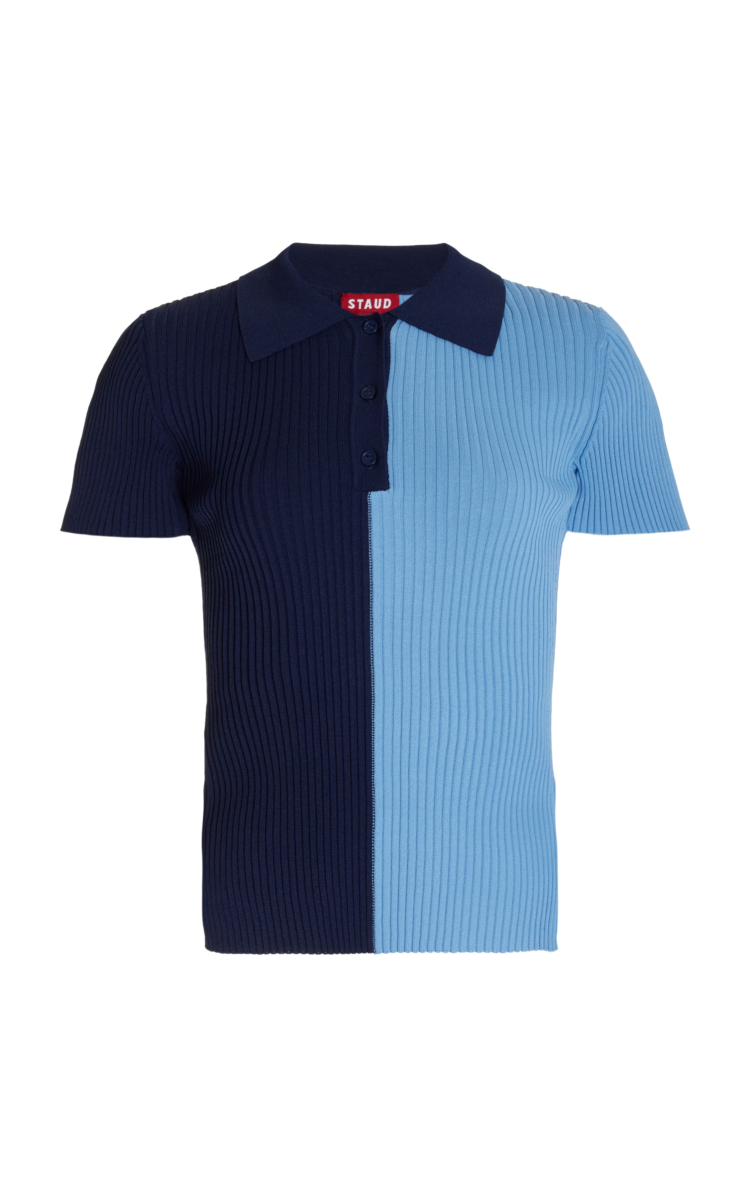 Brice Two-Tone Ribbed-Knit Top - Image 1