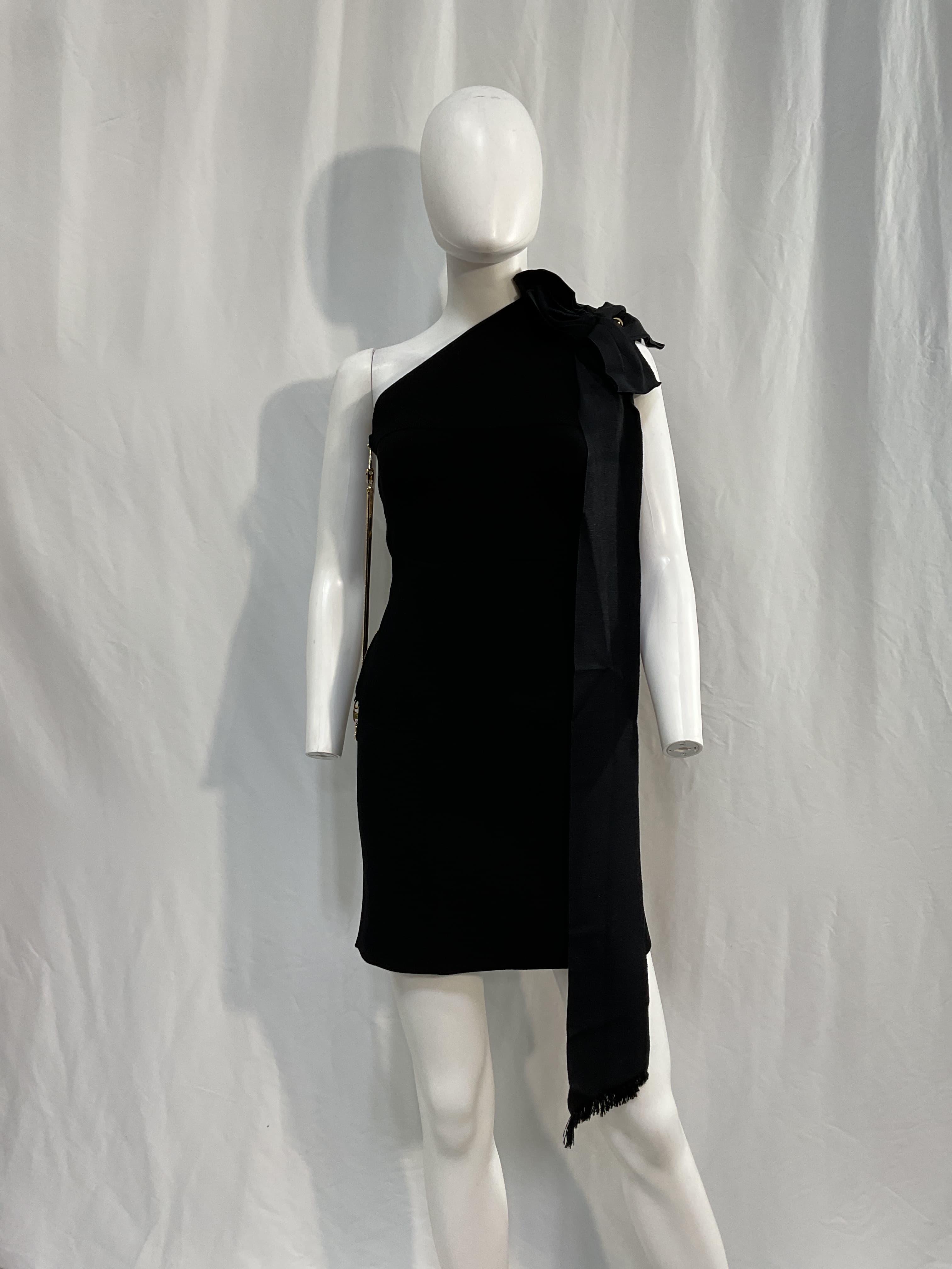 Mybody One-Shoulder Bow-Detailed Stretch-Knit Mini Dress - Image 2