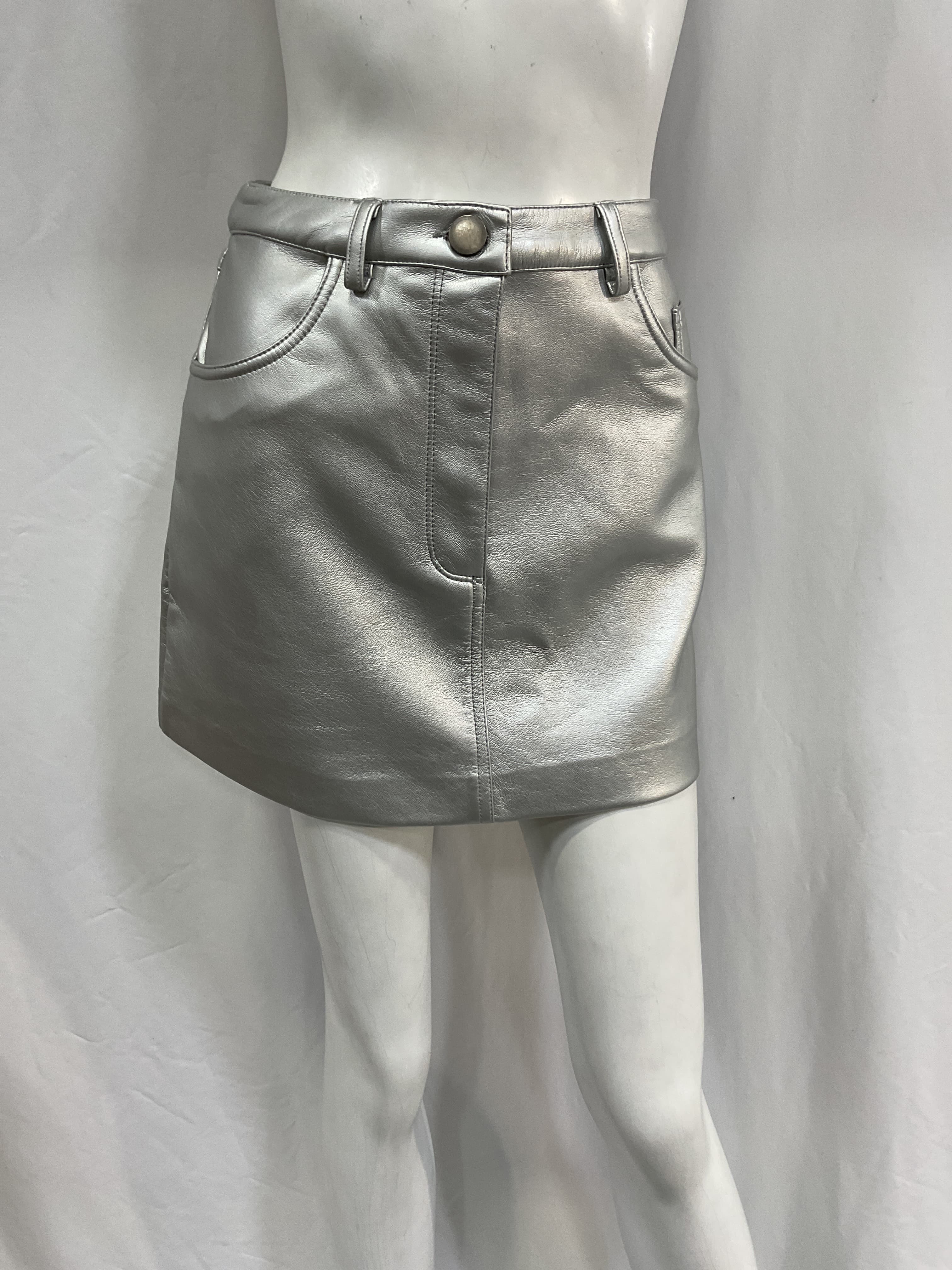 Gretchen Metallic Skirt In Silver - Image 4