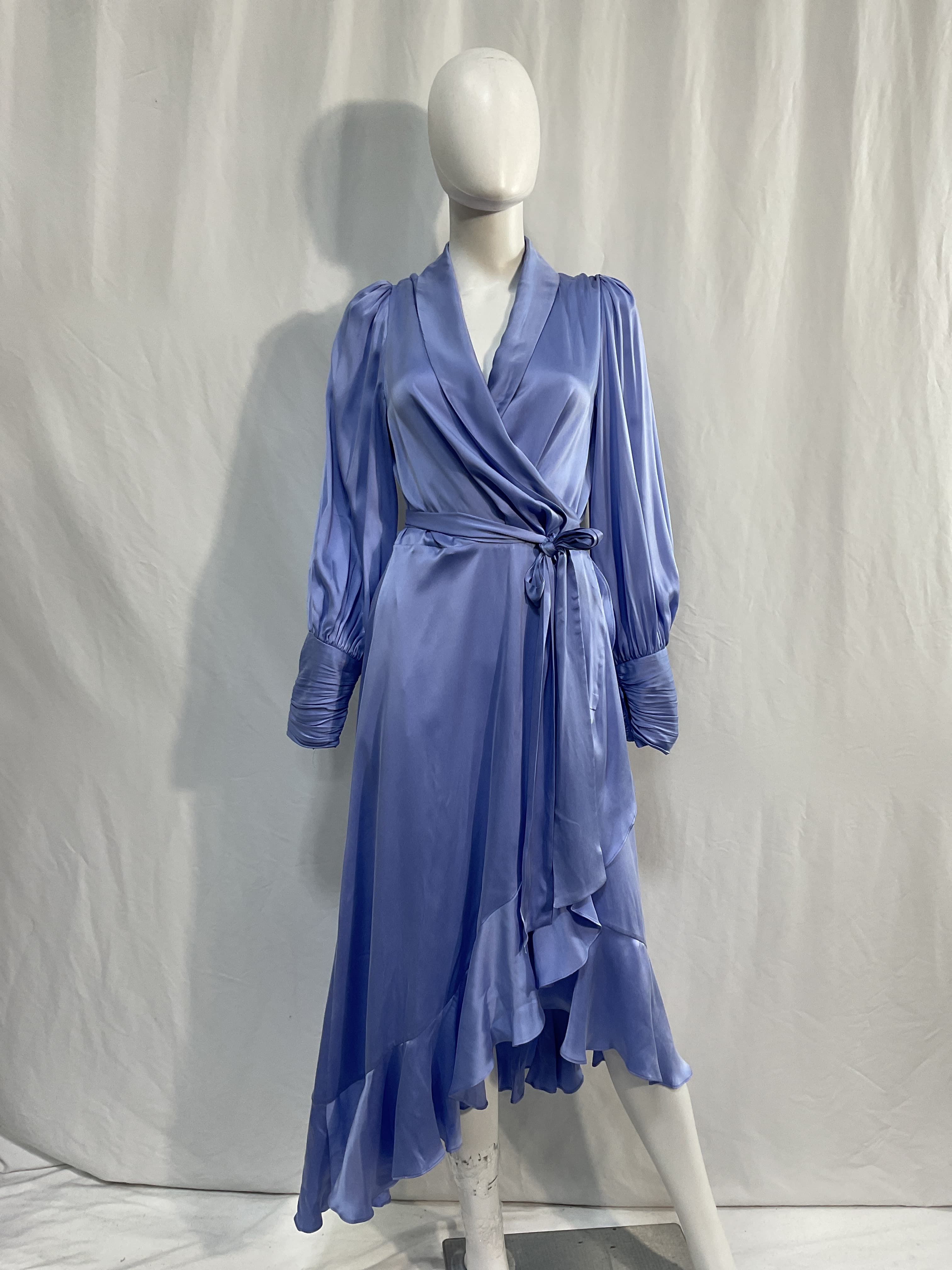 Silk Satin Wrap Midi Dress - Image 2