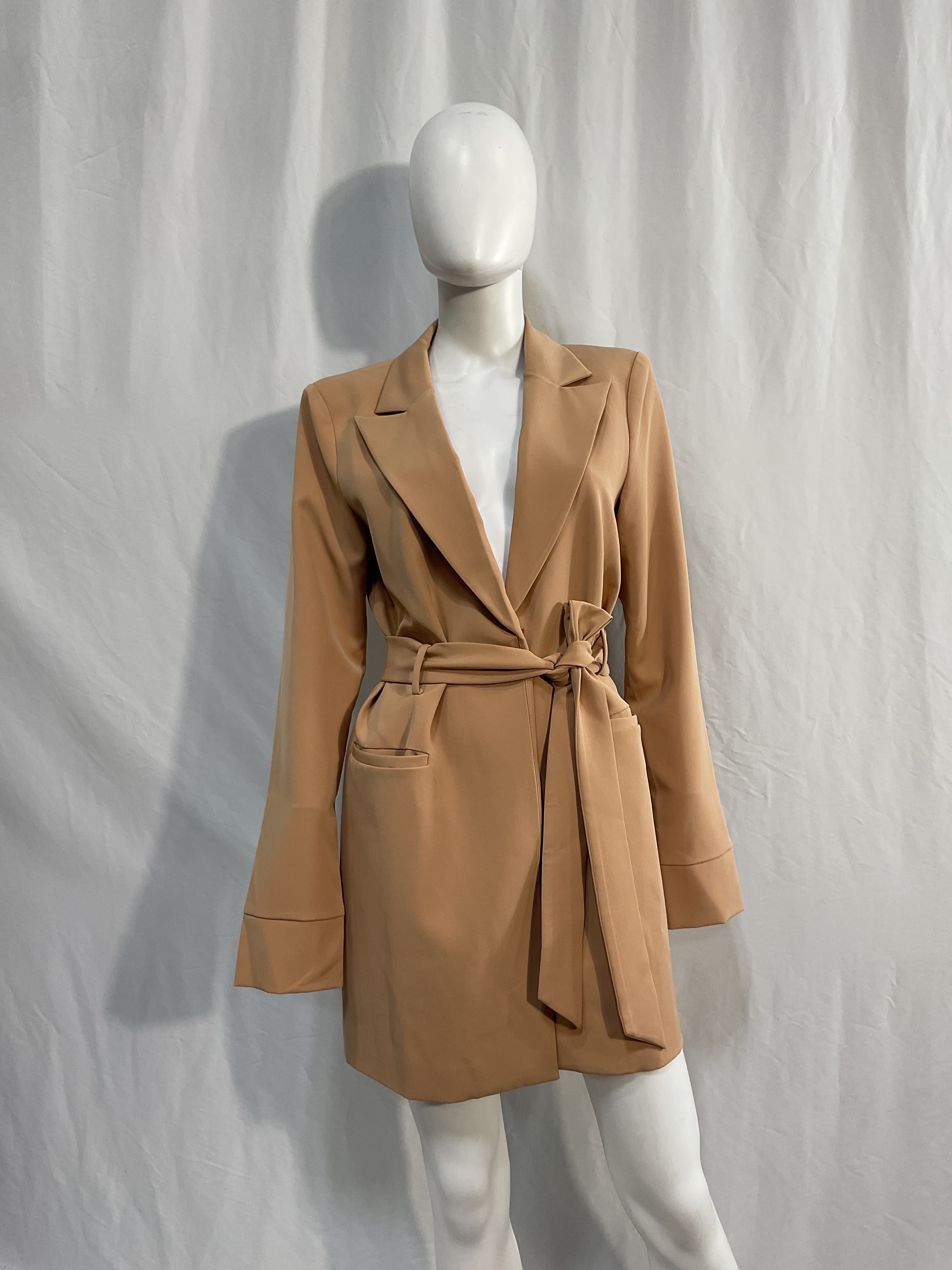 Davide Blazer Dress In Nude Toffee - Image 2