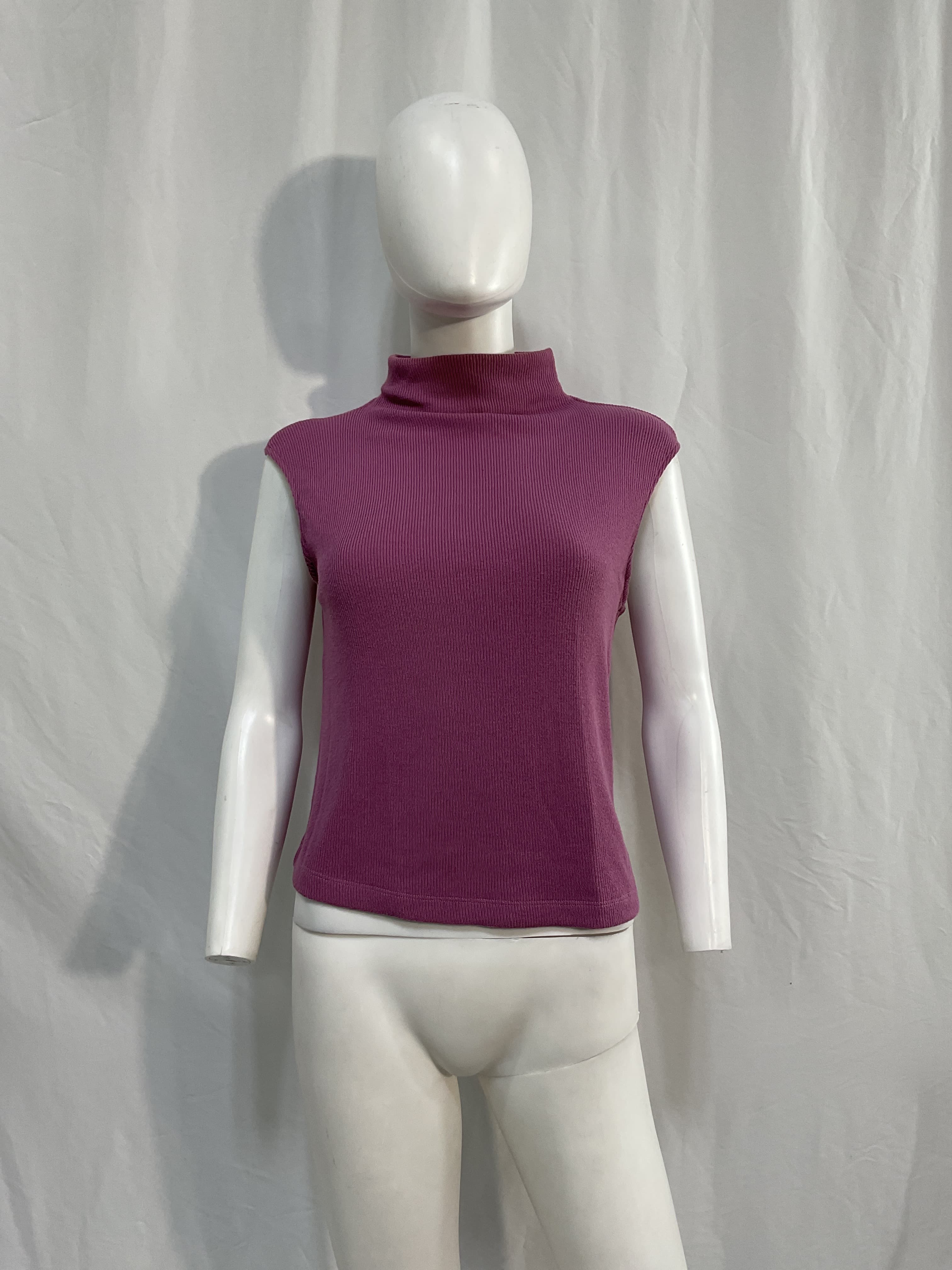 Sleeveless Knit Turtleneck Top In Rose Mauve - Image 2