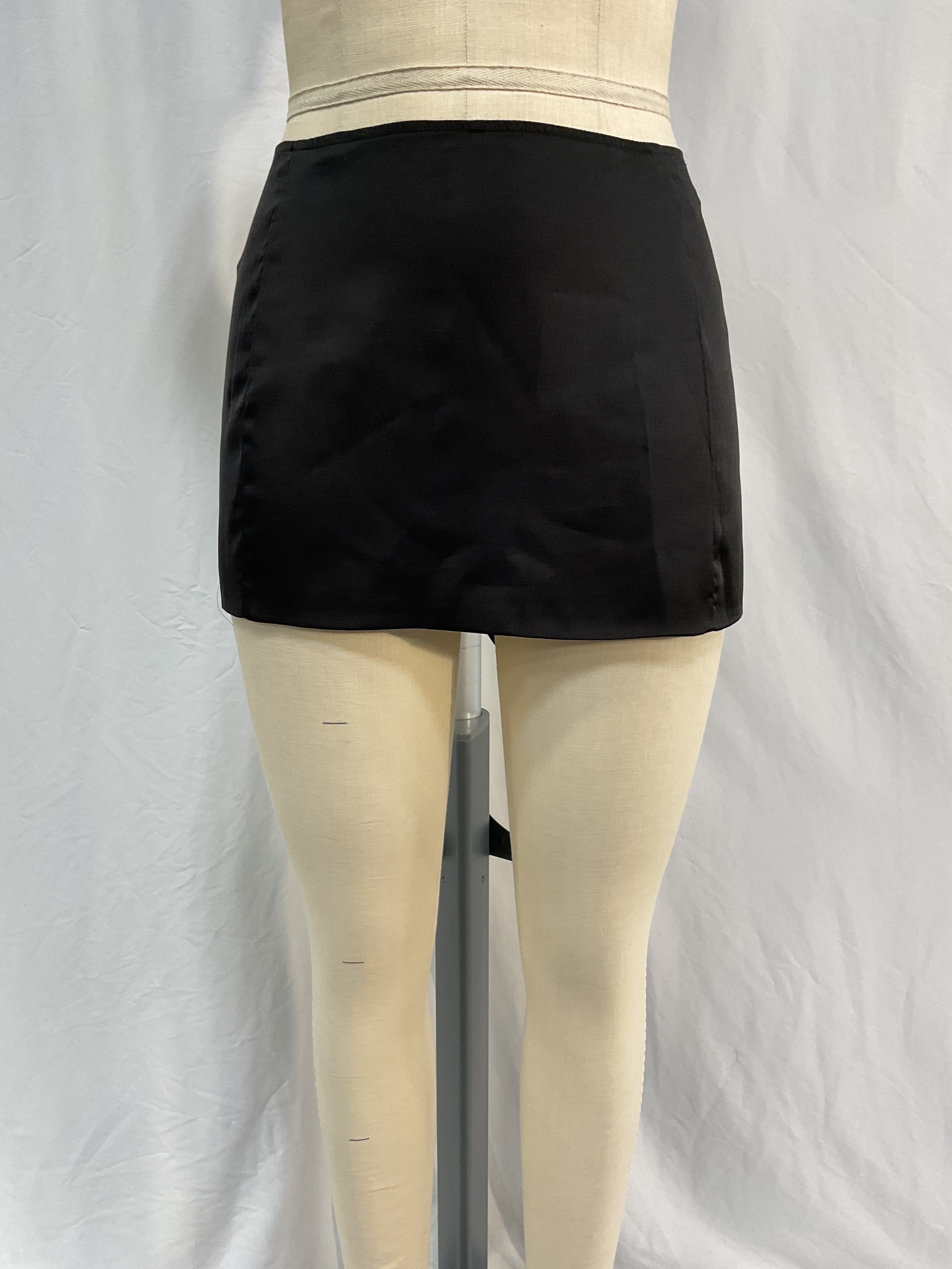 Satin Mini Skirt In Black - Image 3