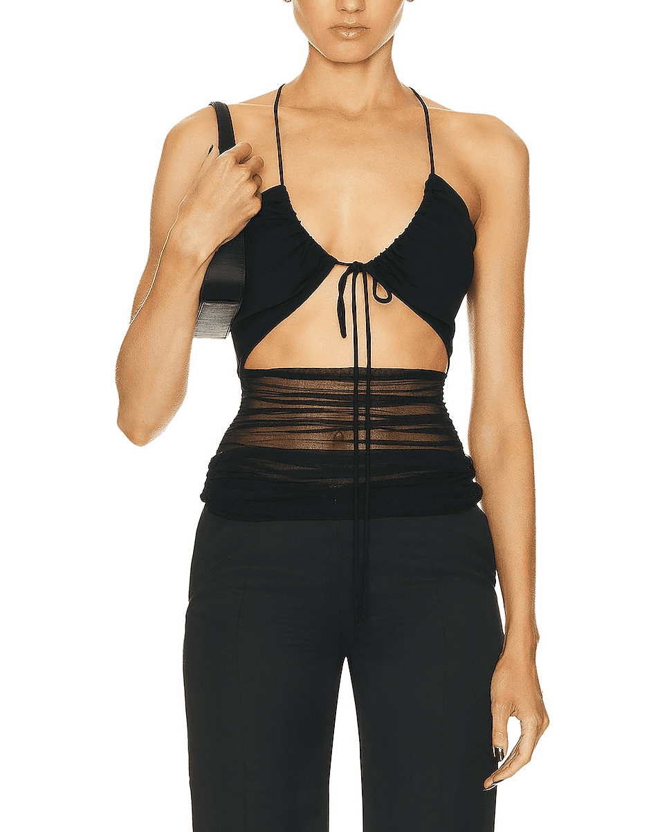 Semblance Tulle Cami Top In Black - Image 1