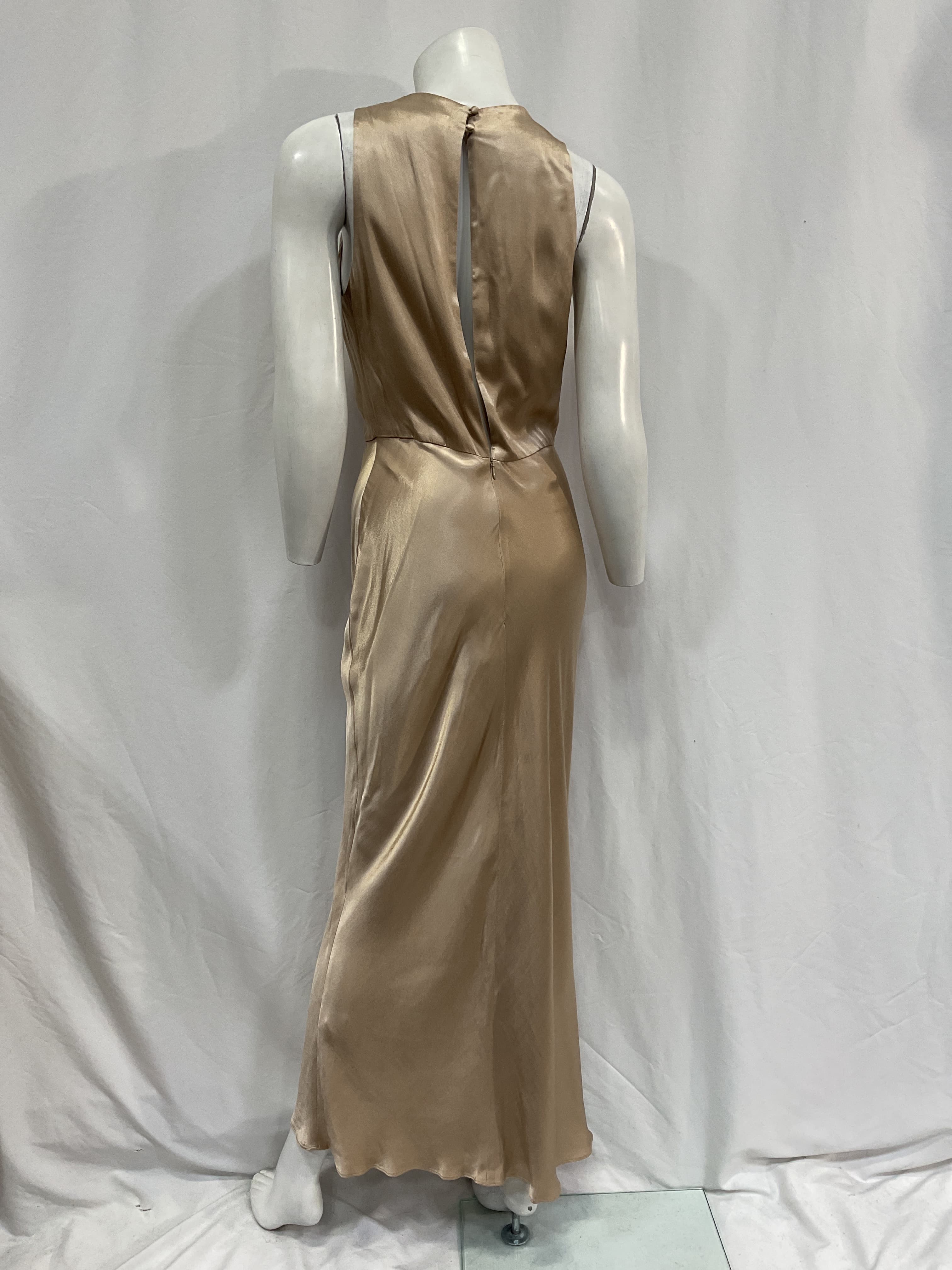 La Lune High Neck Midi Dress In Gold - Image 2