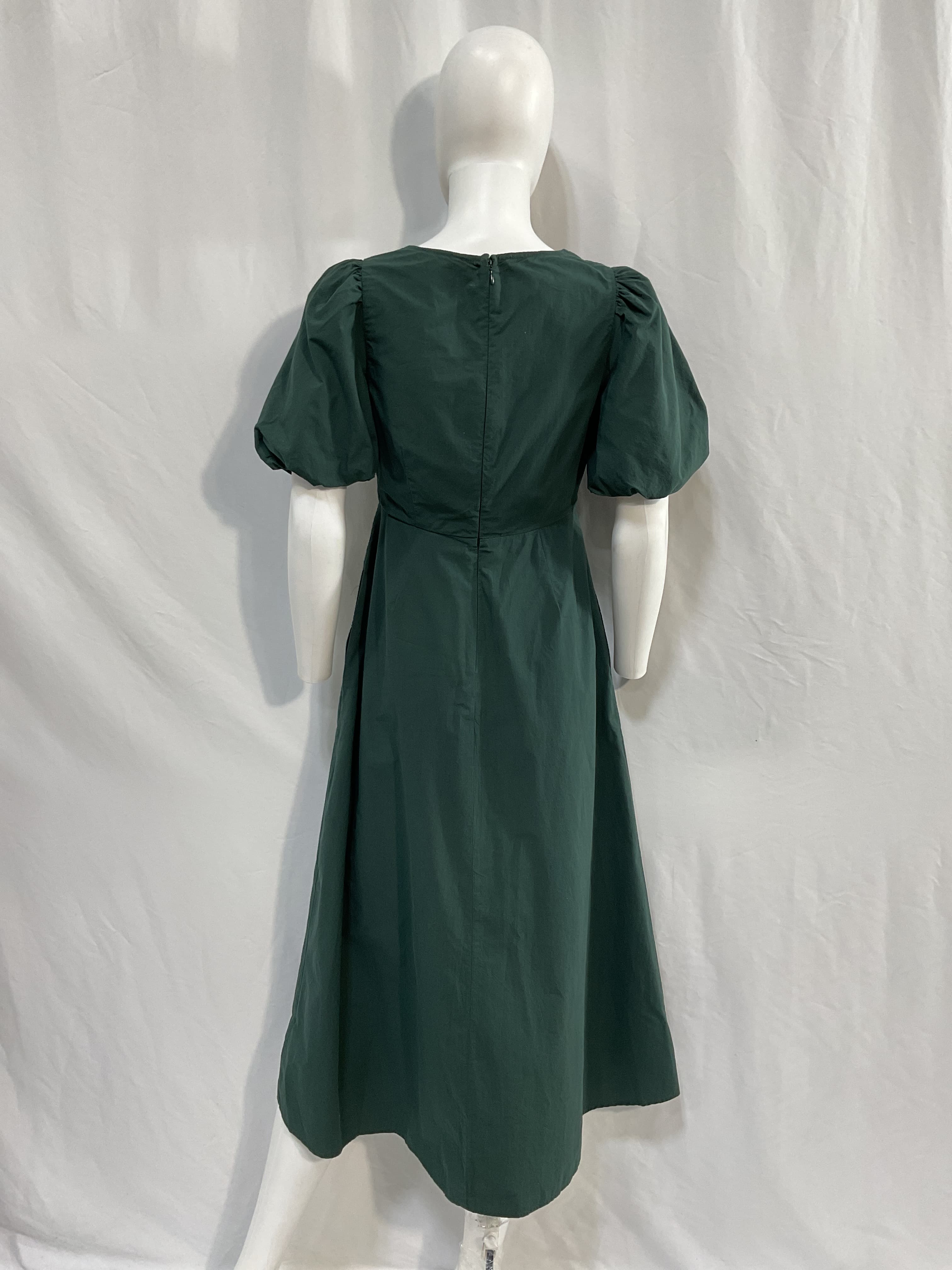 Poplin Cutout Puff-Sleeve Midi Dress - Image 2