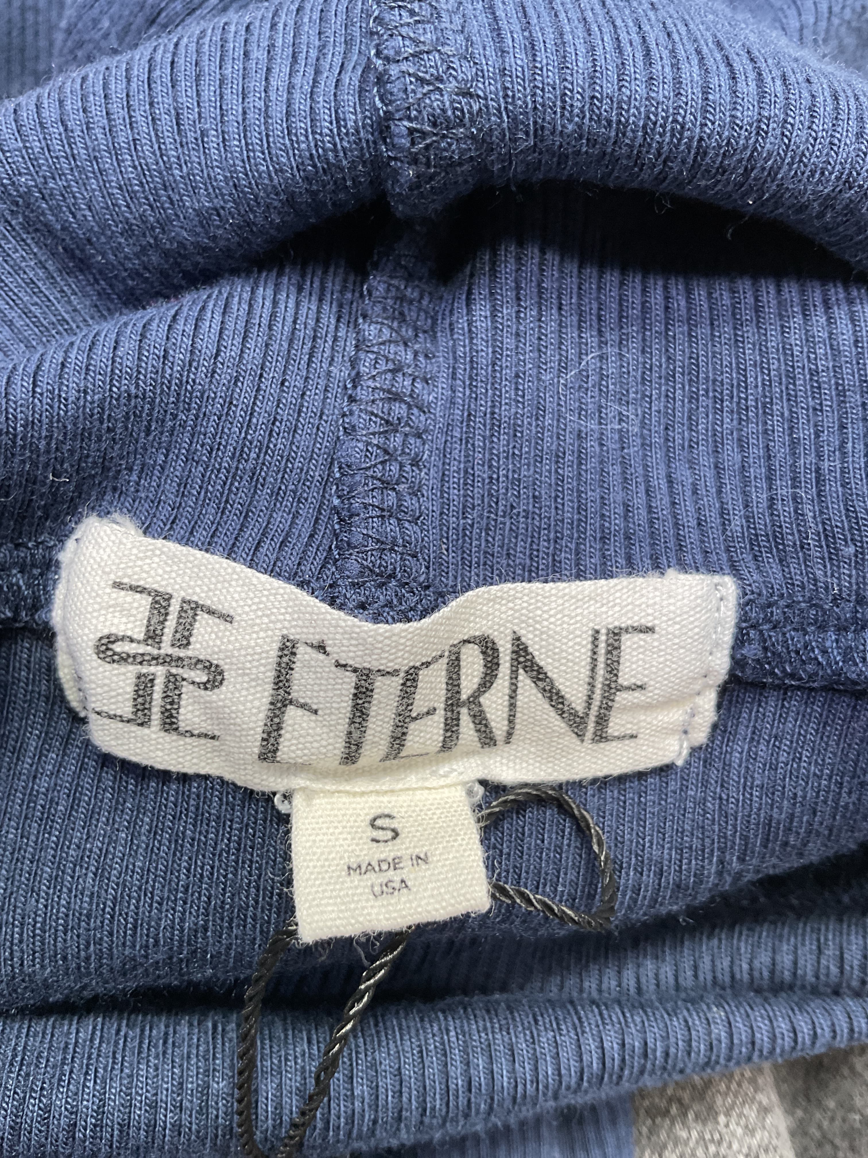 Cropped Fitted Turtleneck Top In Navy - Image 4