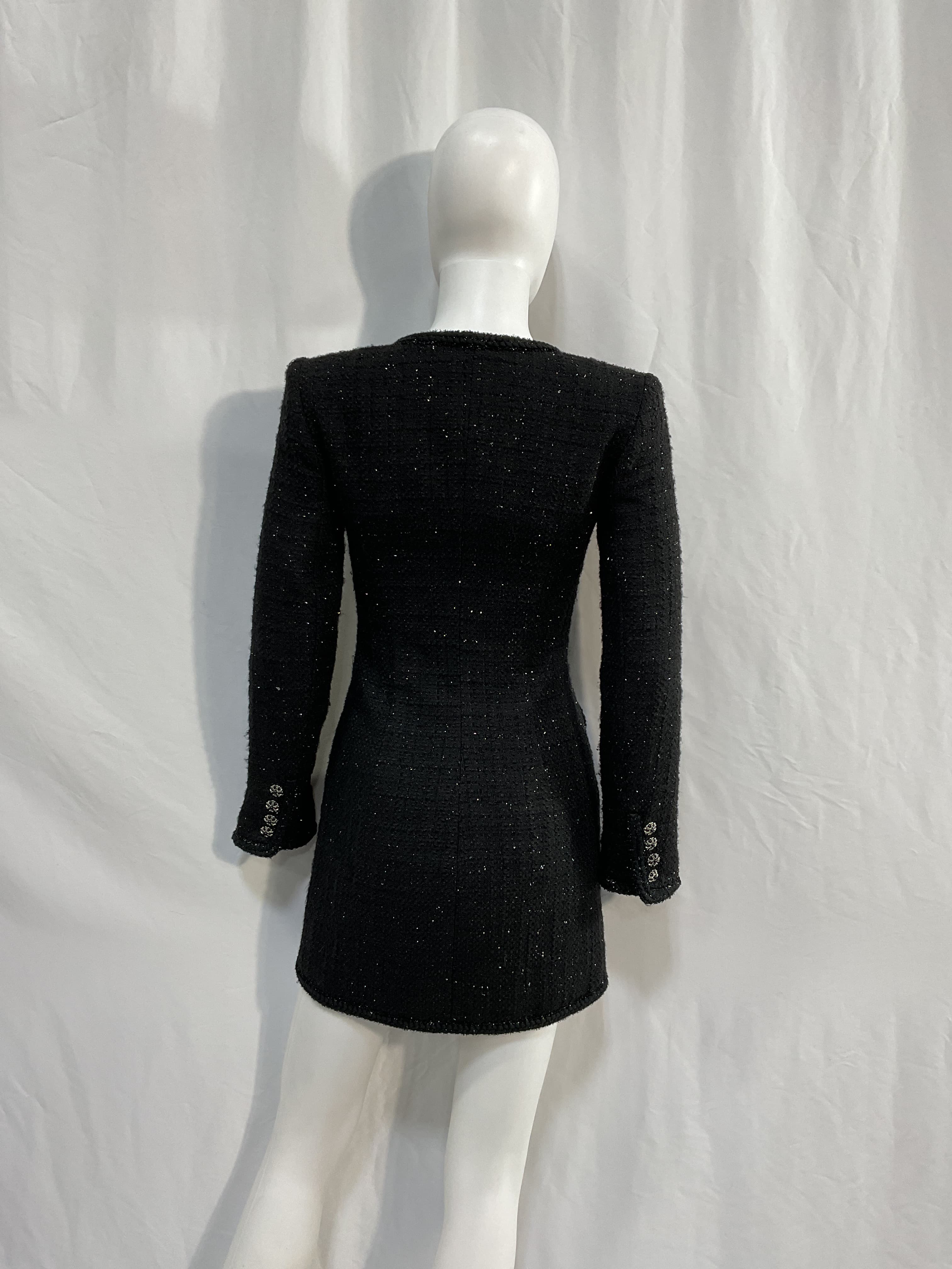 Boucle Mini Dress In Black - Image 2