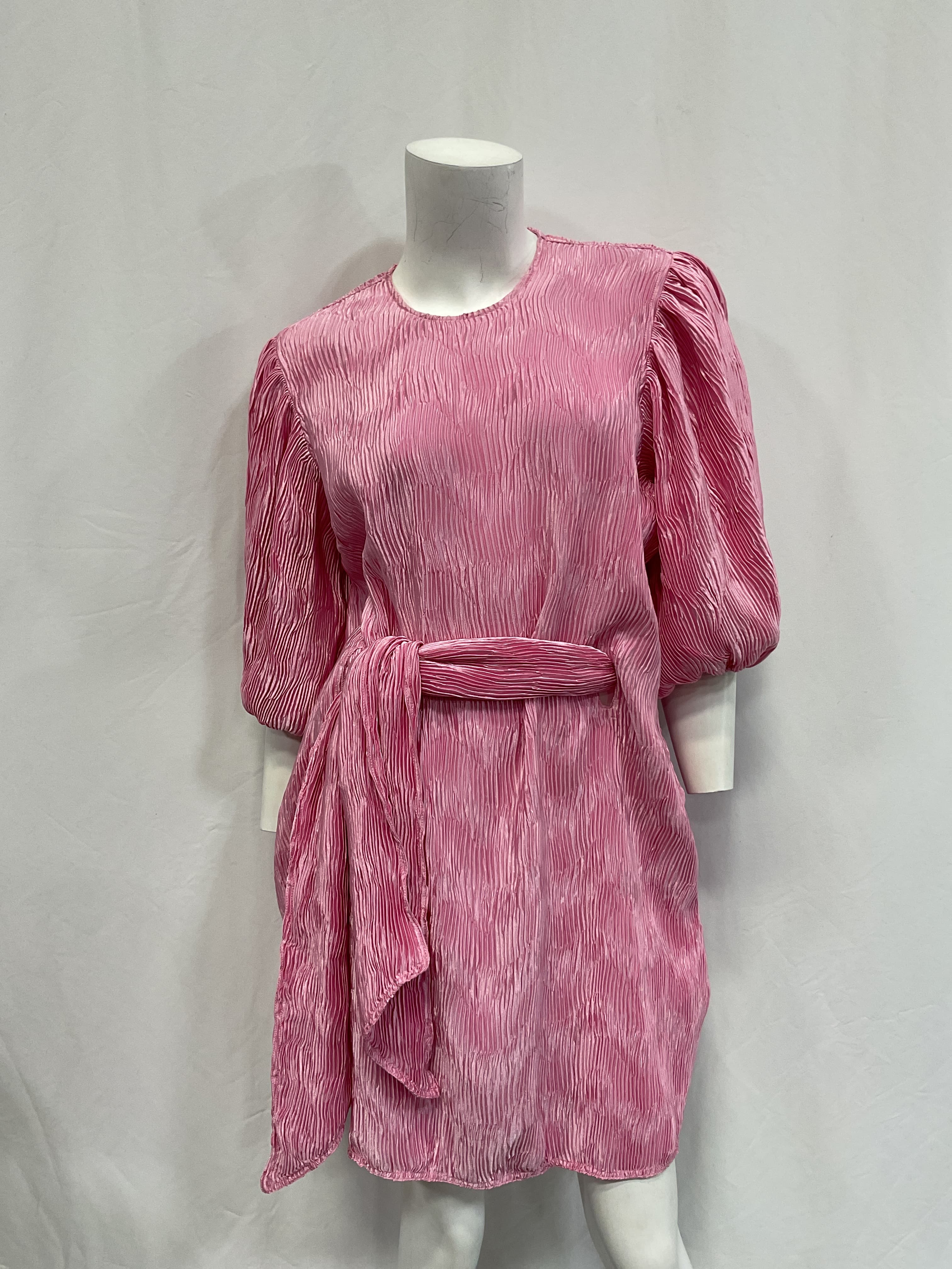 Pleated Satin Dress In Moonlight Mauve - Image 4