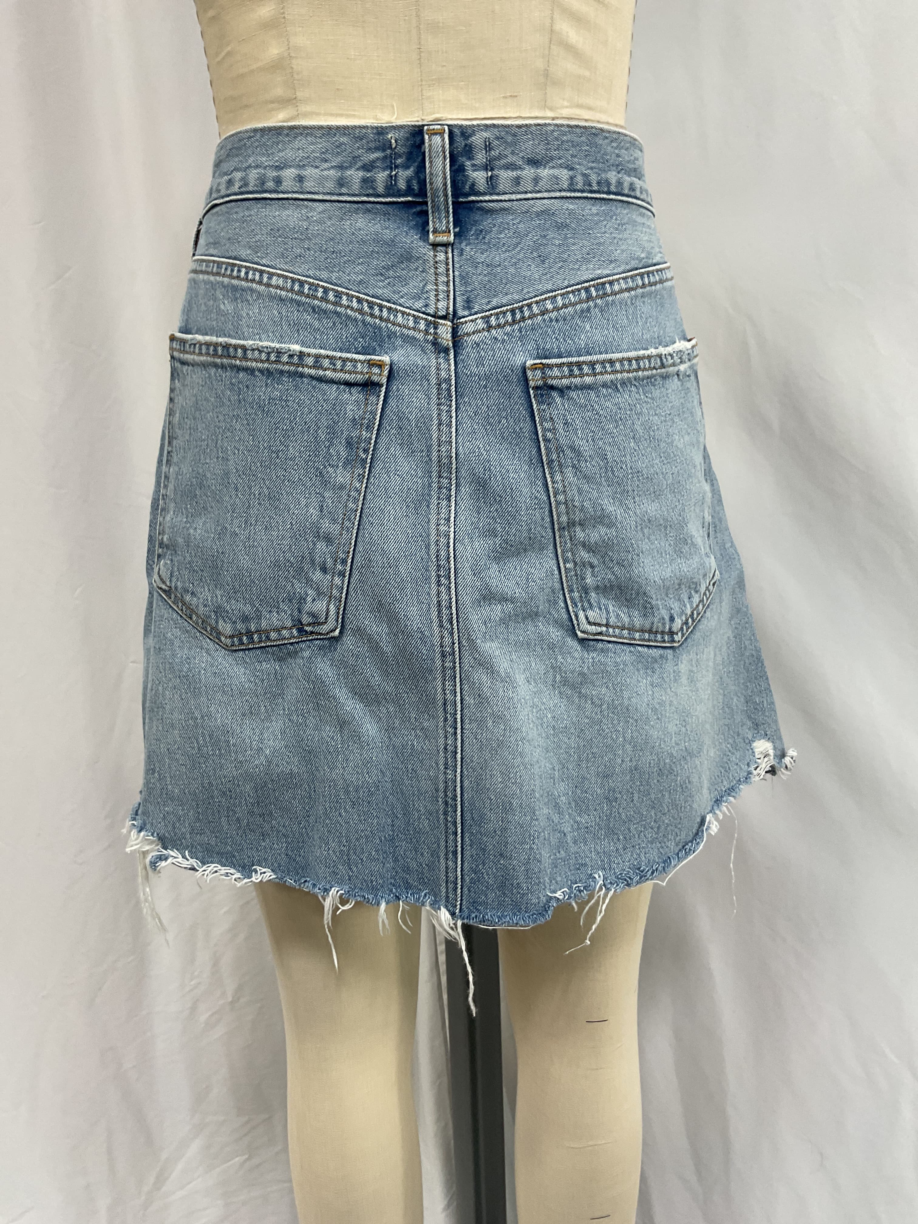 Crisscross Raw Hem Denim Miniskirt - Image 4