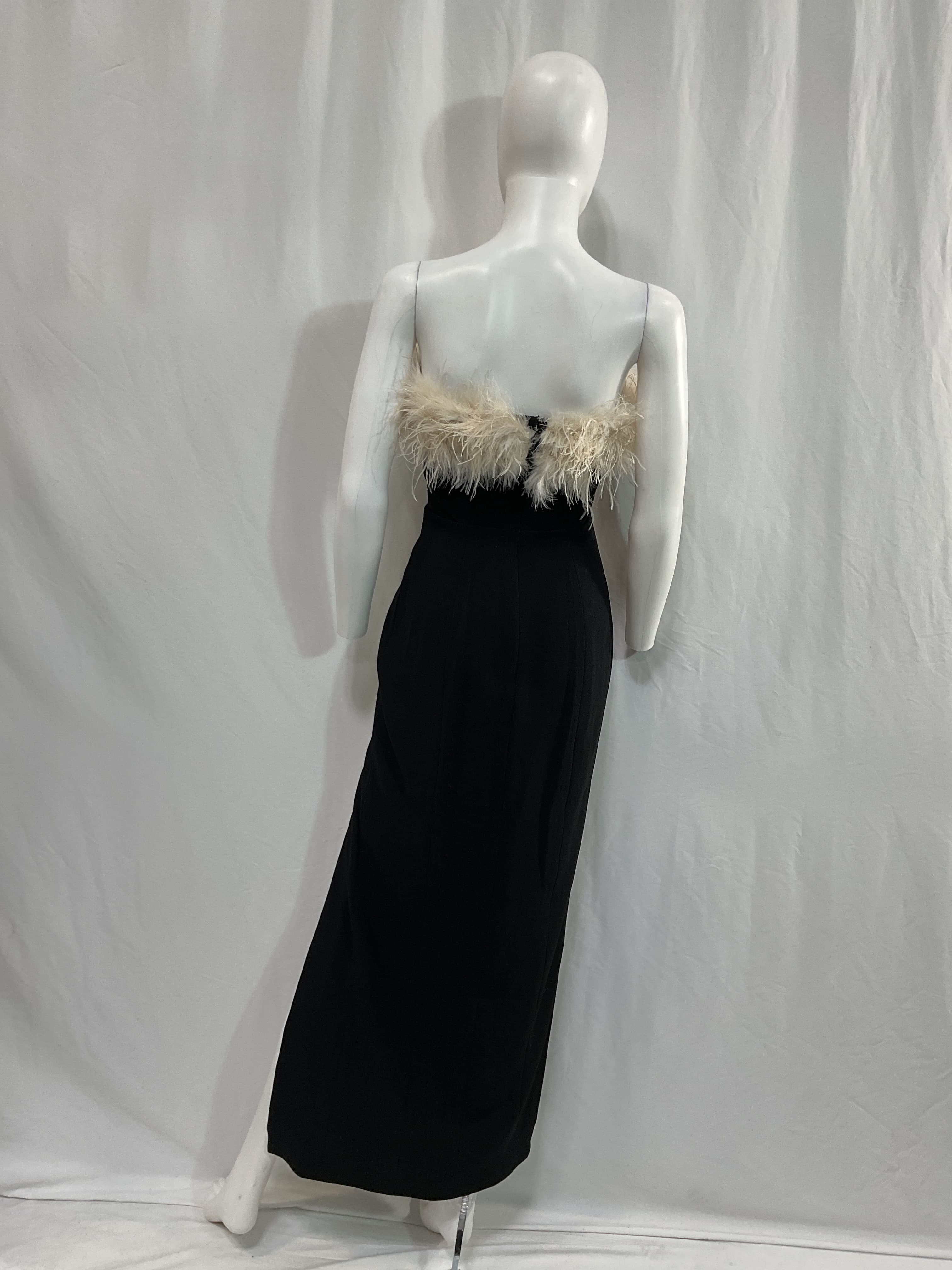 Feather Trim Stretch Crepe Cocktail Dress - Image 2