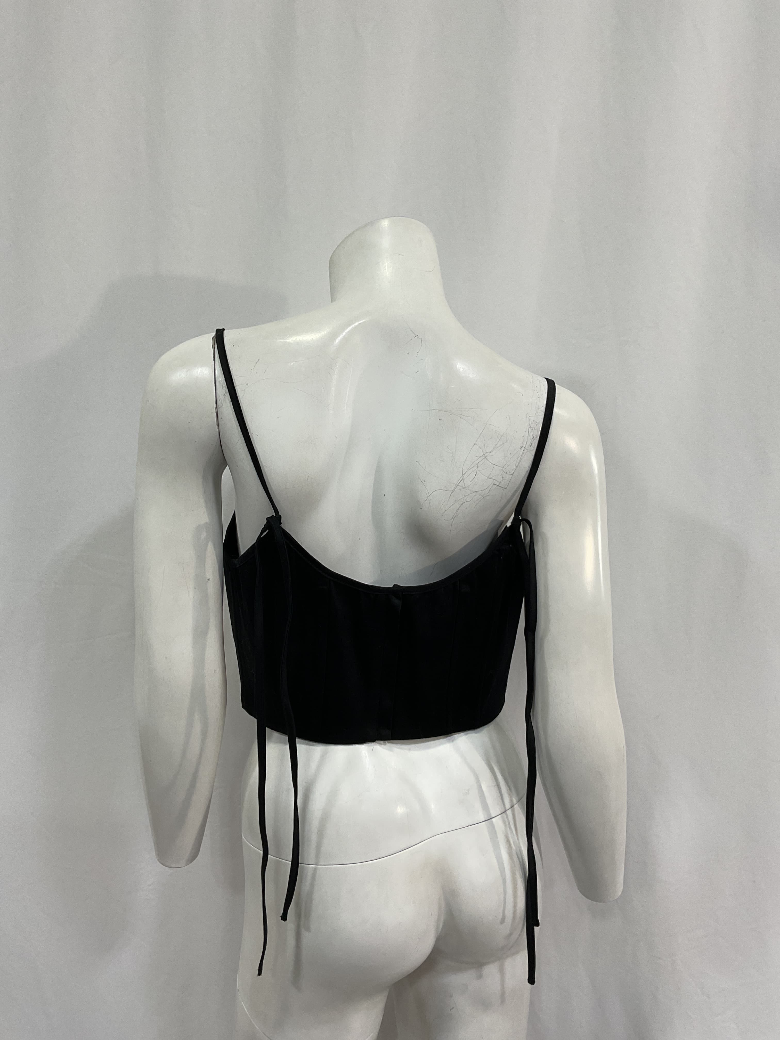 Stretch Cotton Sateen Bustier In Black - Image 3