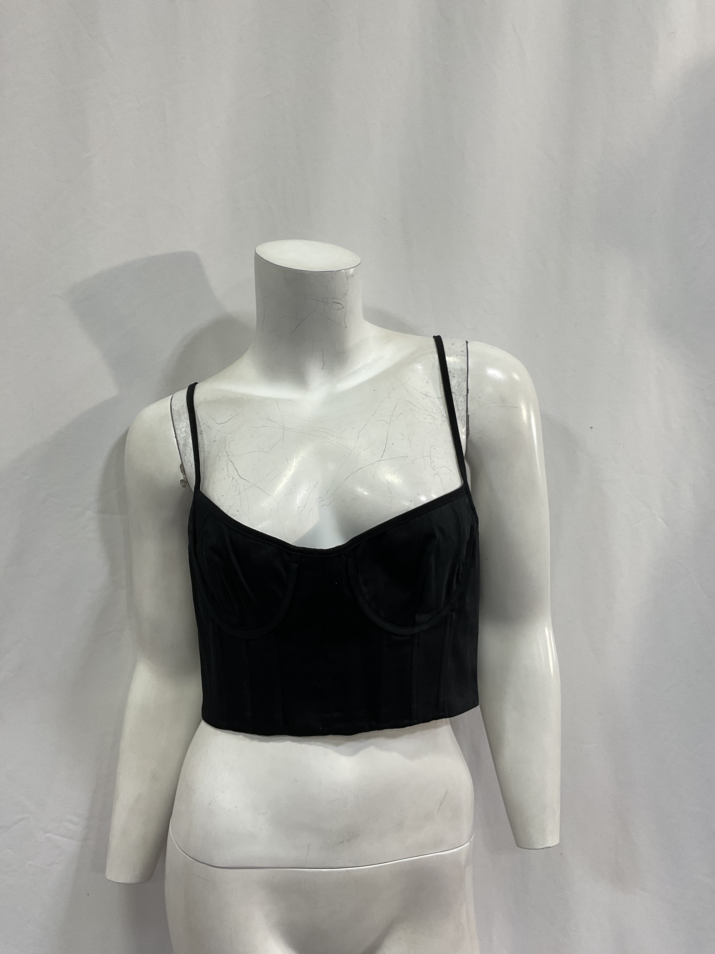 Stretch Cotton Sateen Bustier In Black - Image 2