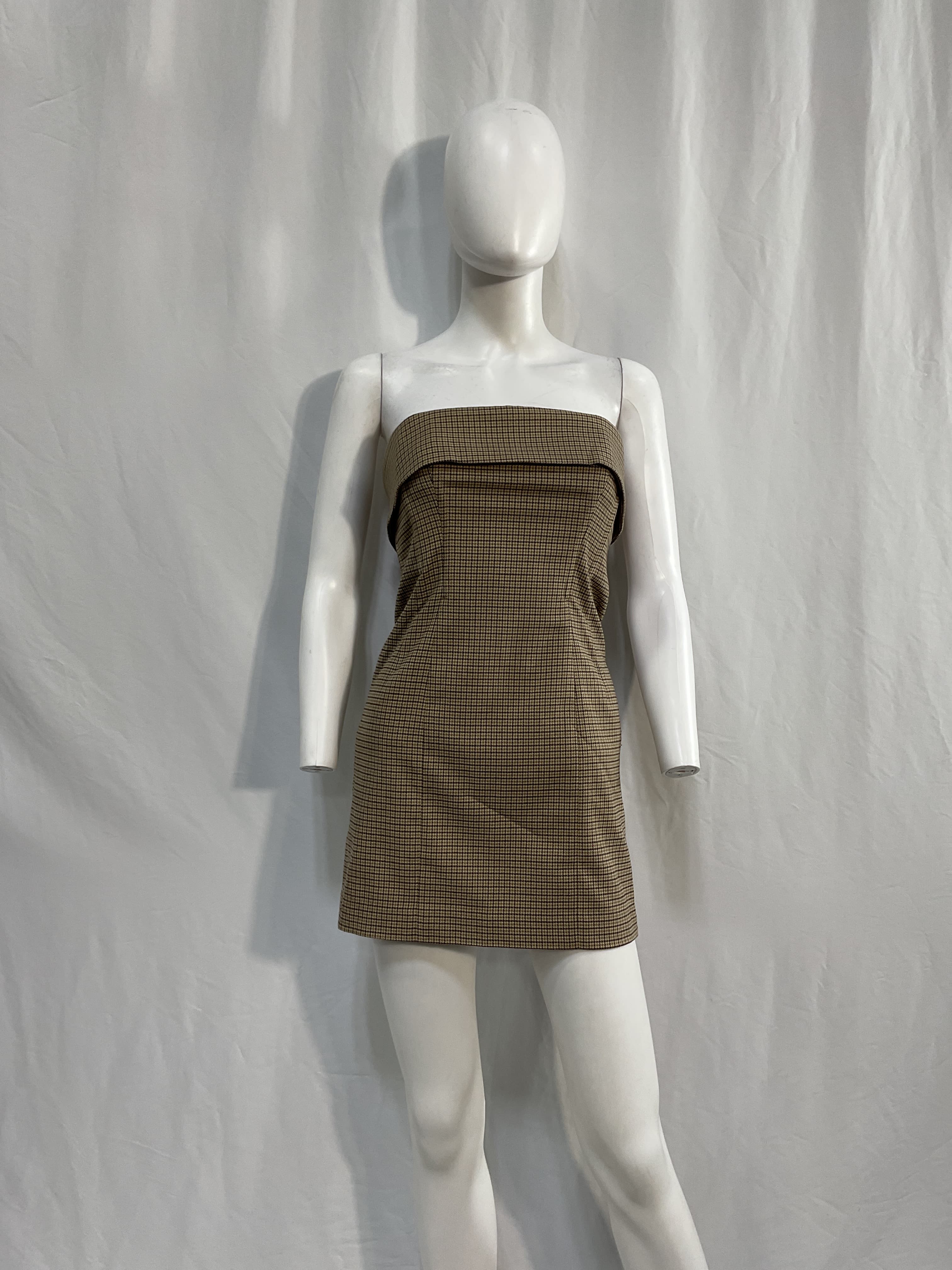 Plaid Mini Suit Dress In Cafe Plaid - Image 3