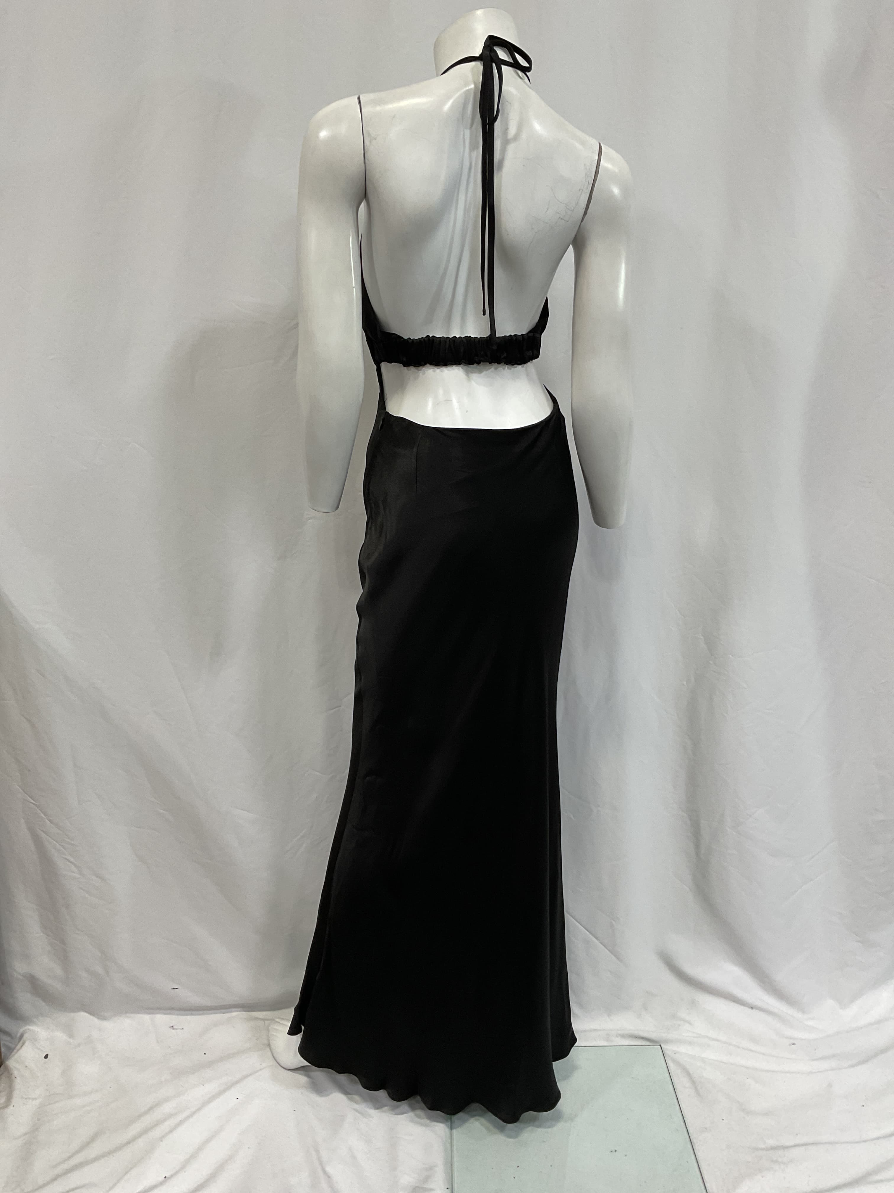 Angelica Ruched Open Back Midi Dress In Black - Image 4