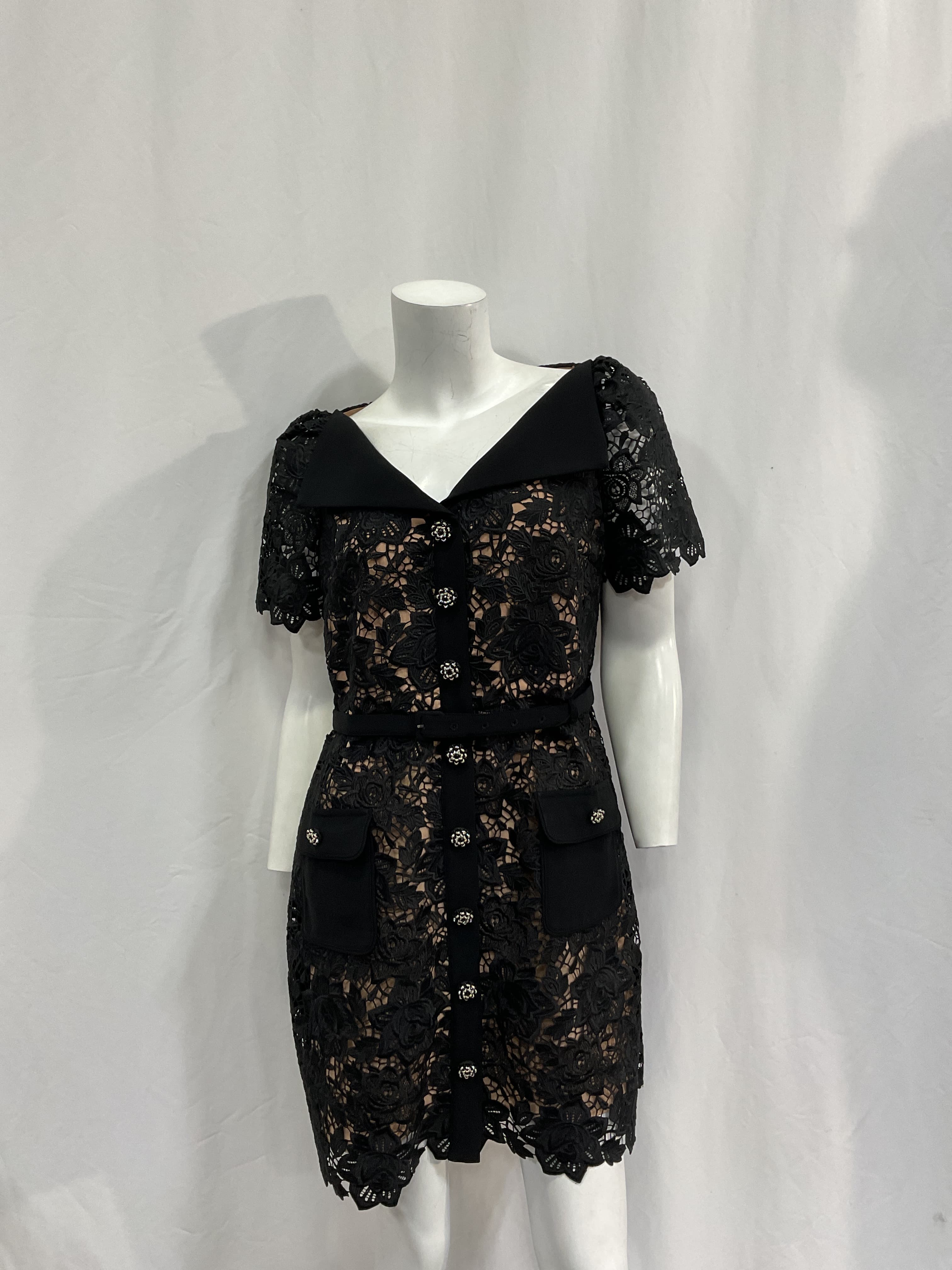 Lace Mini Dress In Black - Image 3