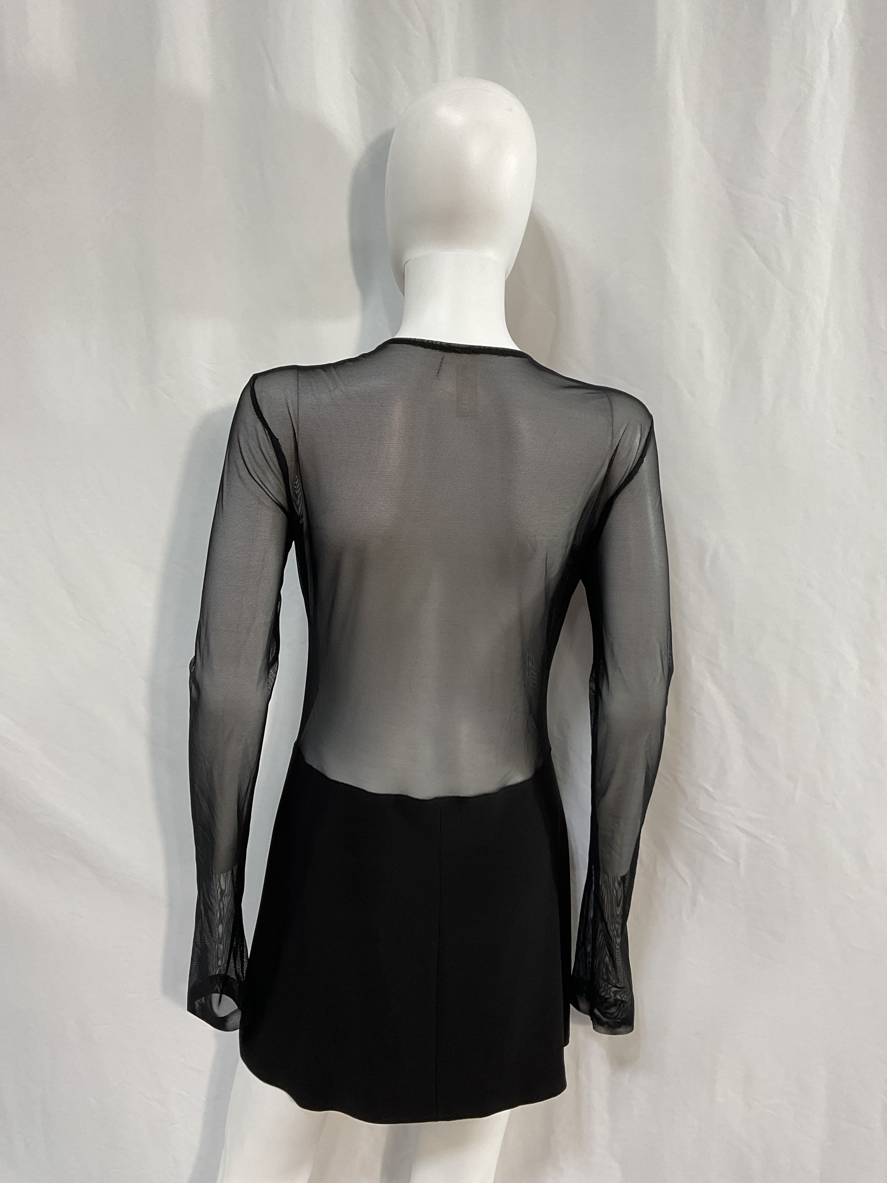 Dot Dash Mini Dress In Black & Mesh - Image 2