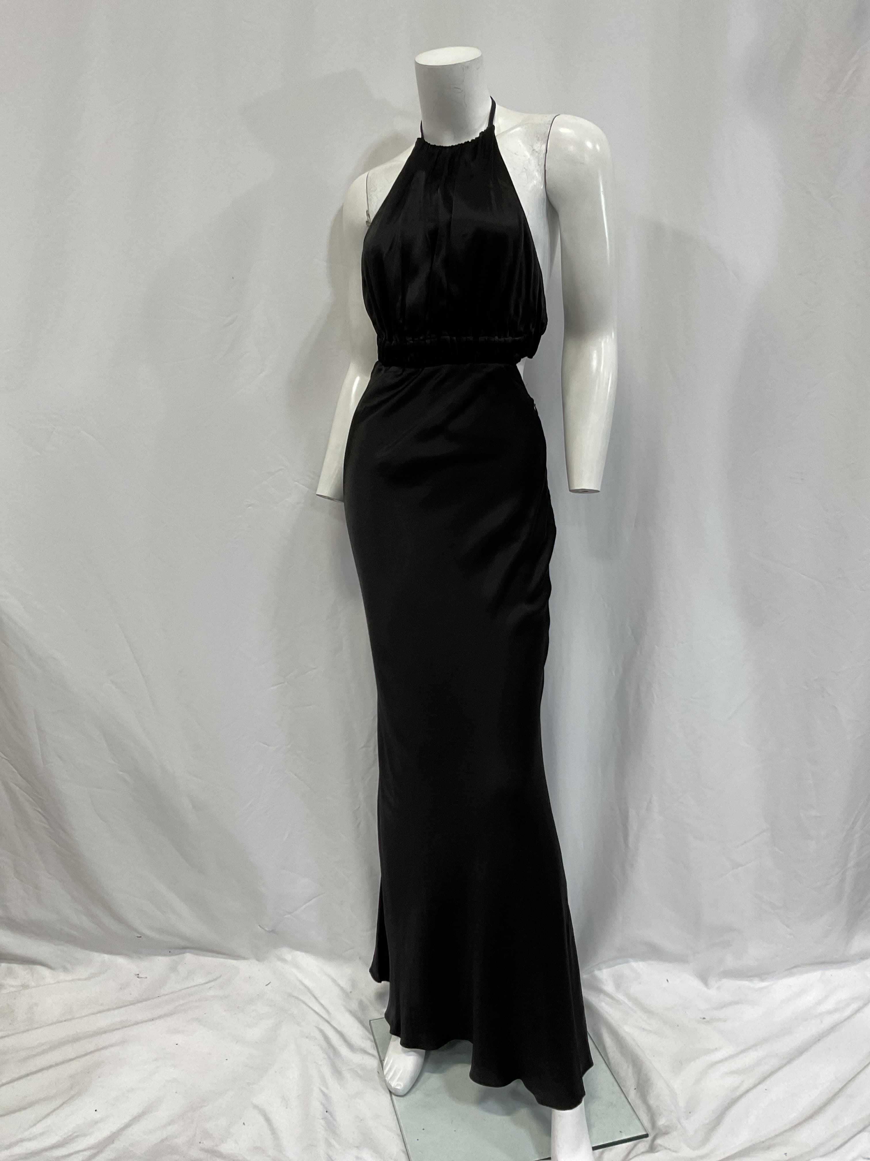 Angelica Ruched Open Back Midi Dress In Black - Image 2