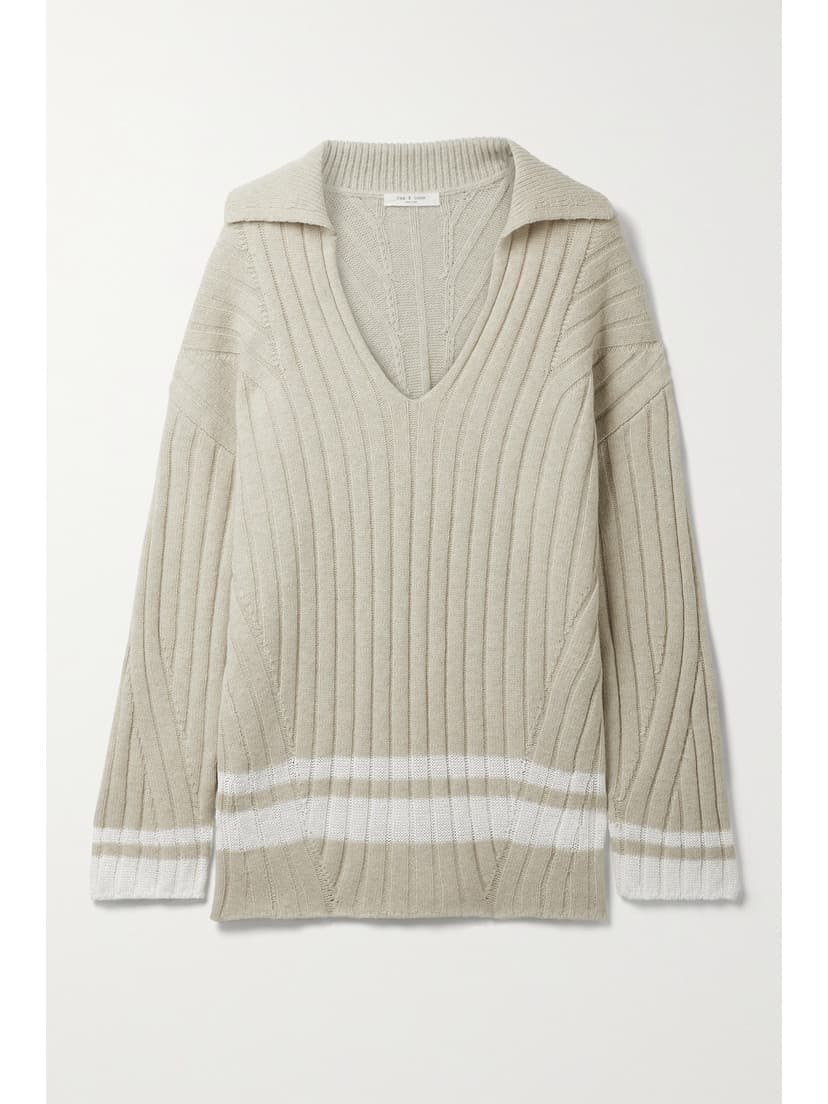Serena Striped Ribbed-Knit Shorts - Image 1