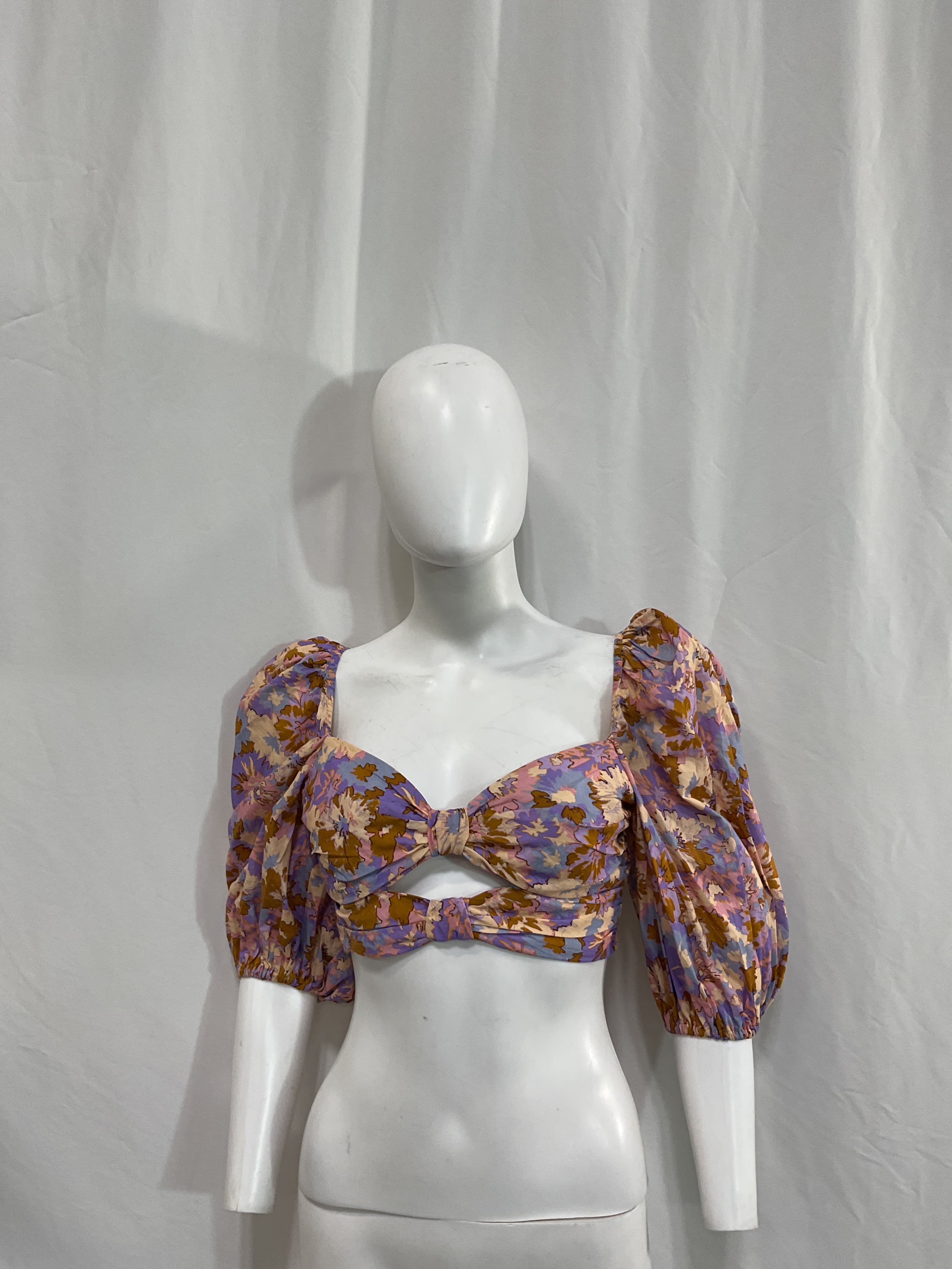 Violet Twist Front Bodice Top In Purple Multi Floral - Image 2