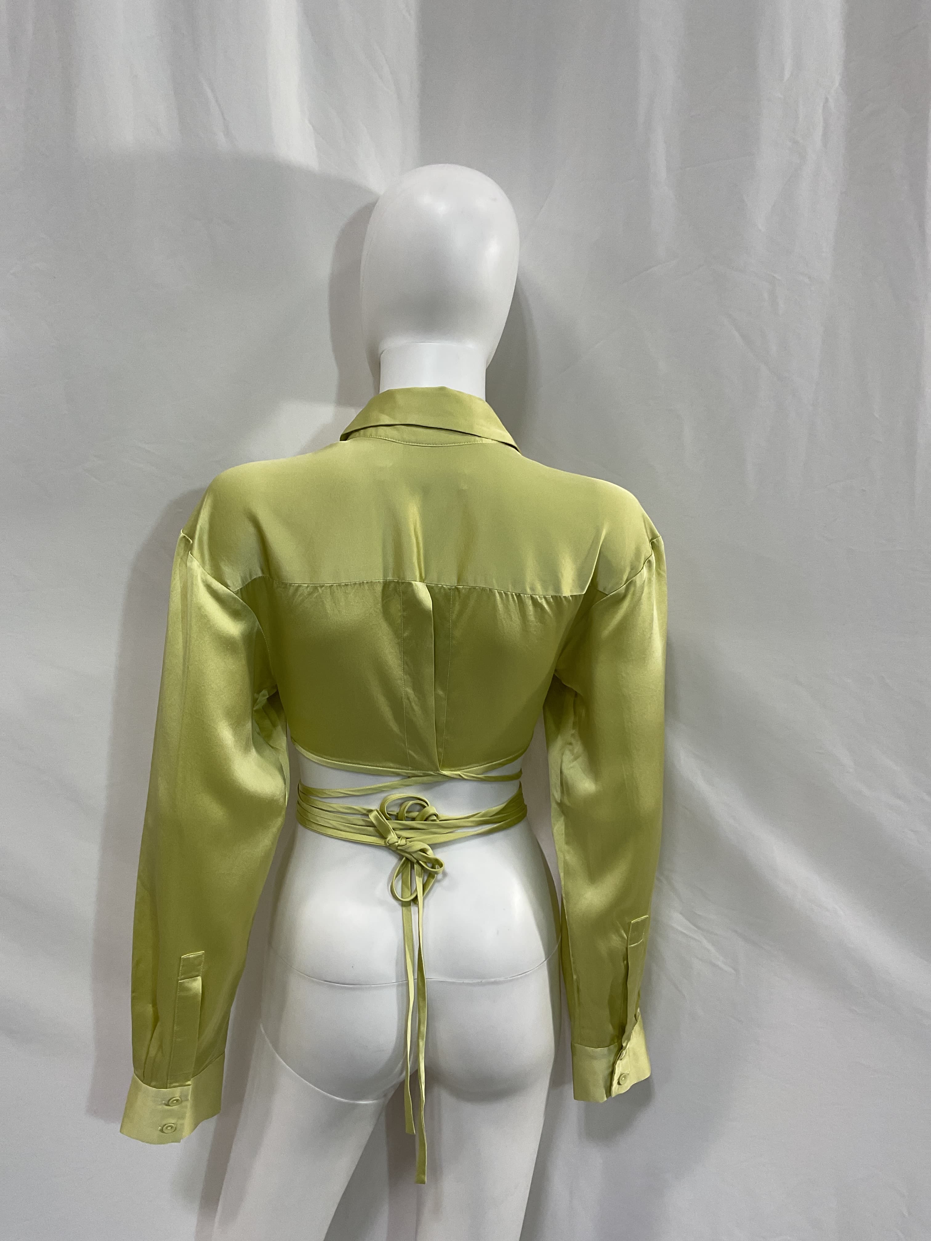 Crop Tie Shirt In Zinc Yellow - Image 2