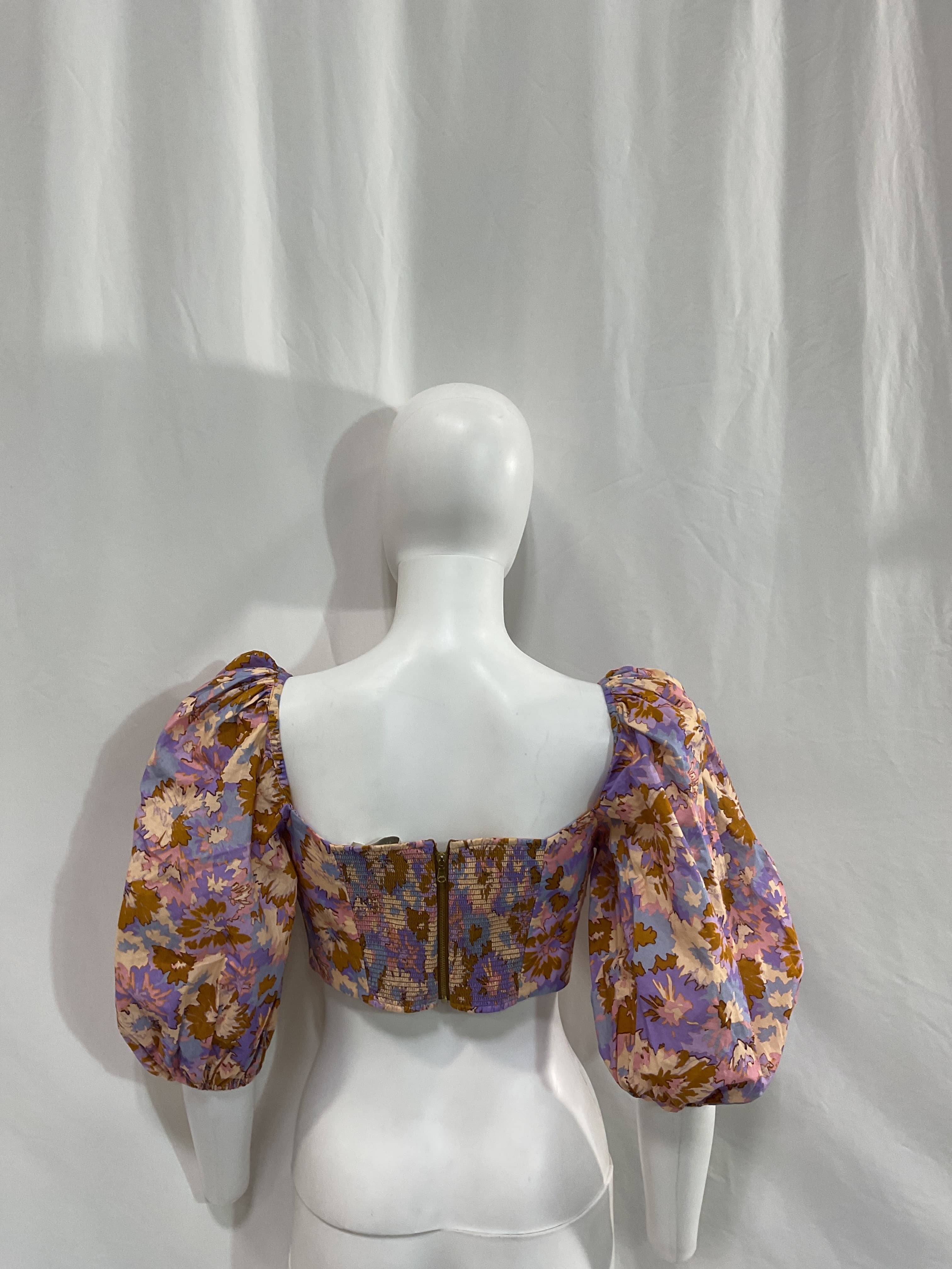 Violet Twist Front Bodice Top In Purple Multi Floral - Image 3
