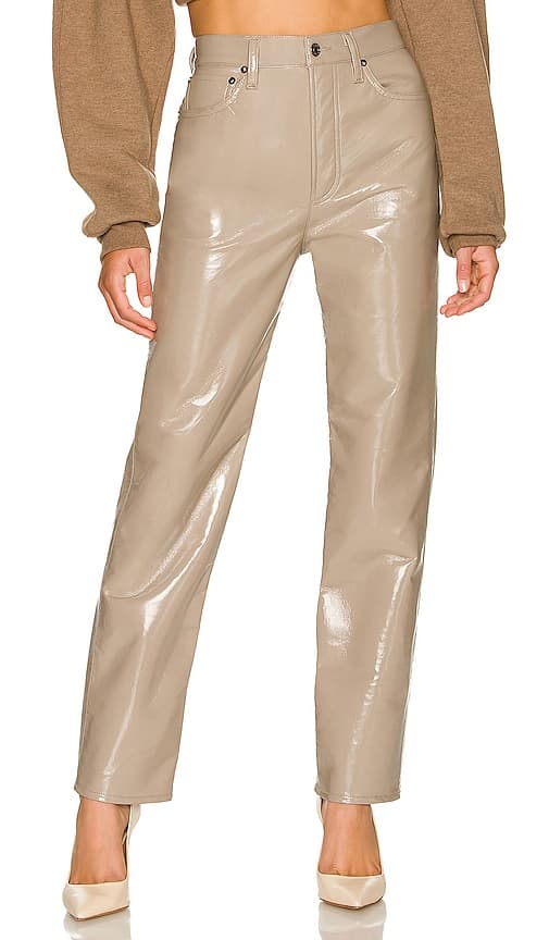 Recycled Leather 90's Pinch Waist In Quail Patent - Image 1