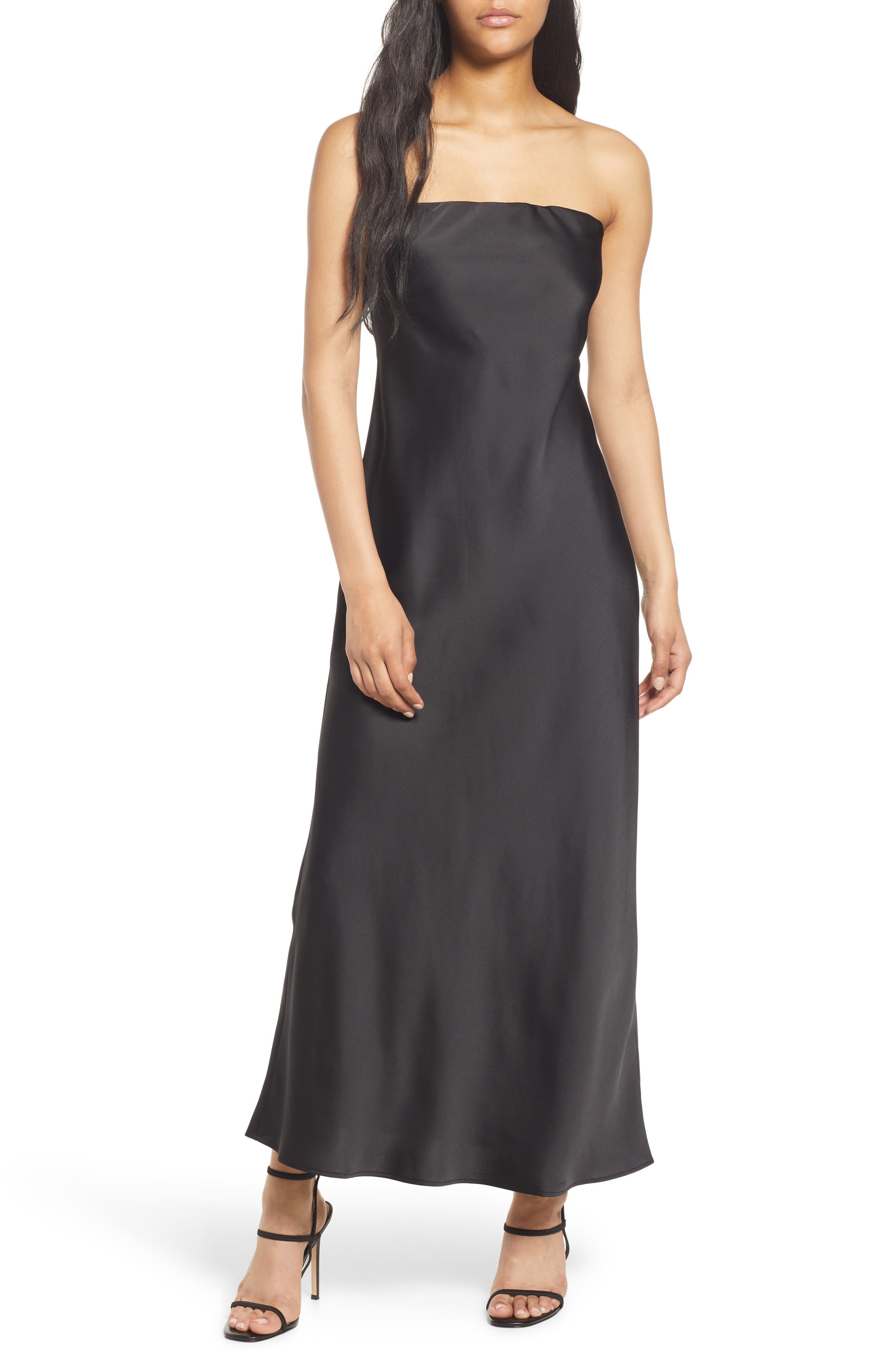 Strapless Matte Satin Bias Cut Gown - Image 1